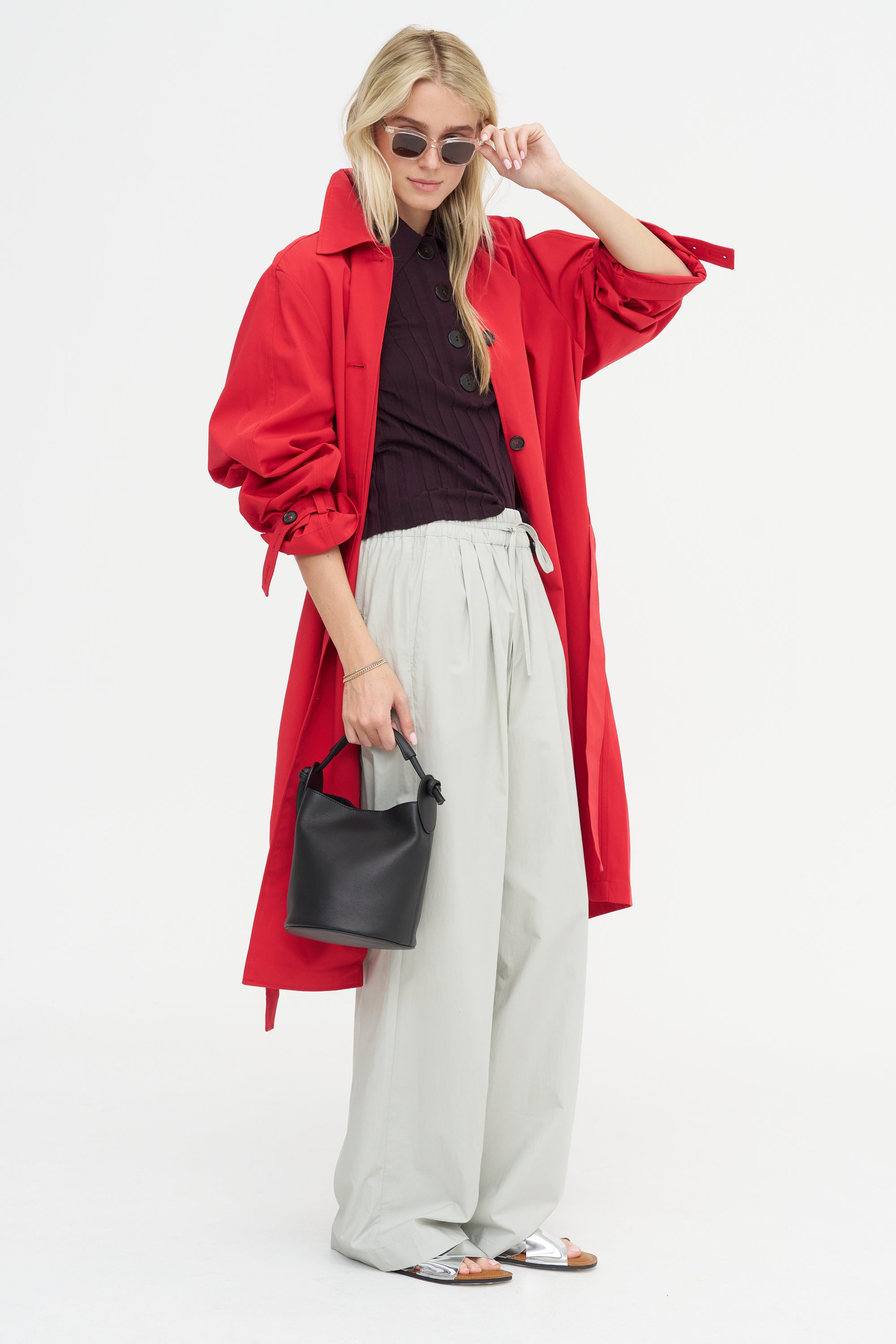 Sugarman Short-Sleeve Polo Knit, Bitter Cherry