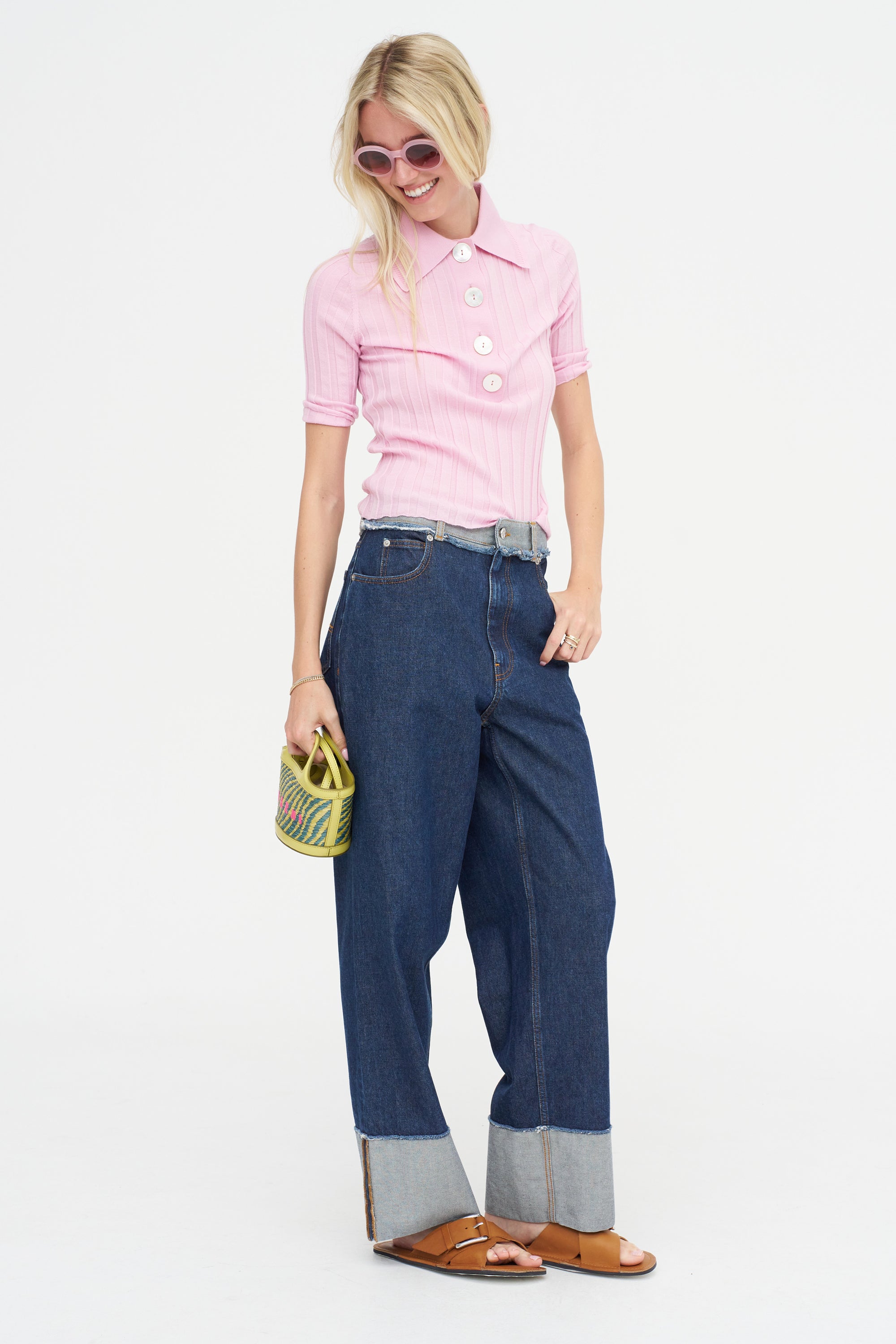 Sugarman Short-Sleeve Polo Knit, Rose