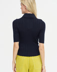 Sugarman Short-Sleeve Polo Knit Top, Noir Navy