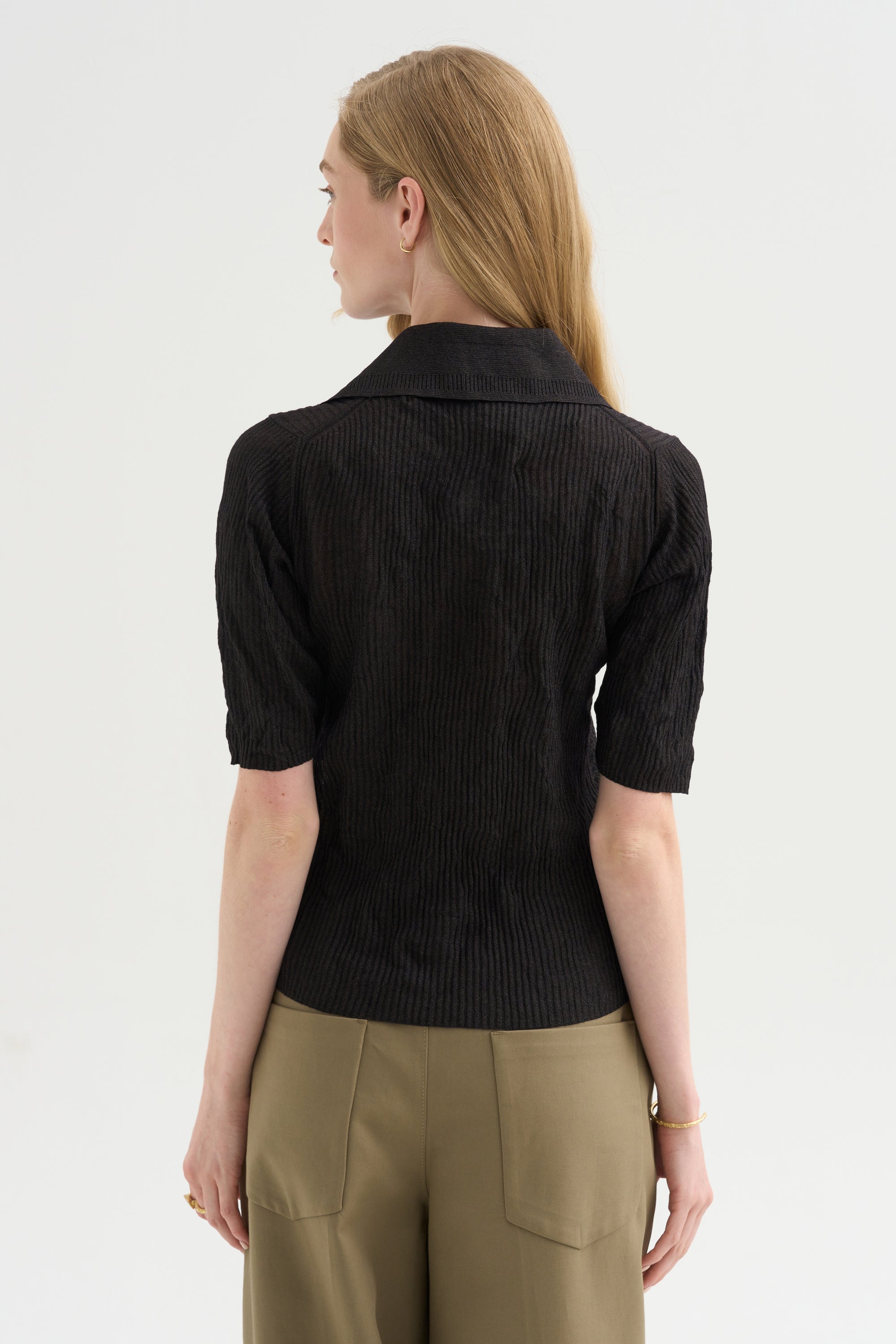 Sugarman Polo Knit Top, Silver