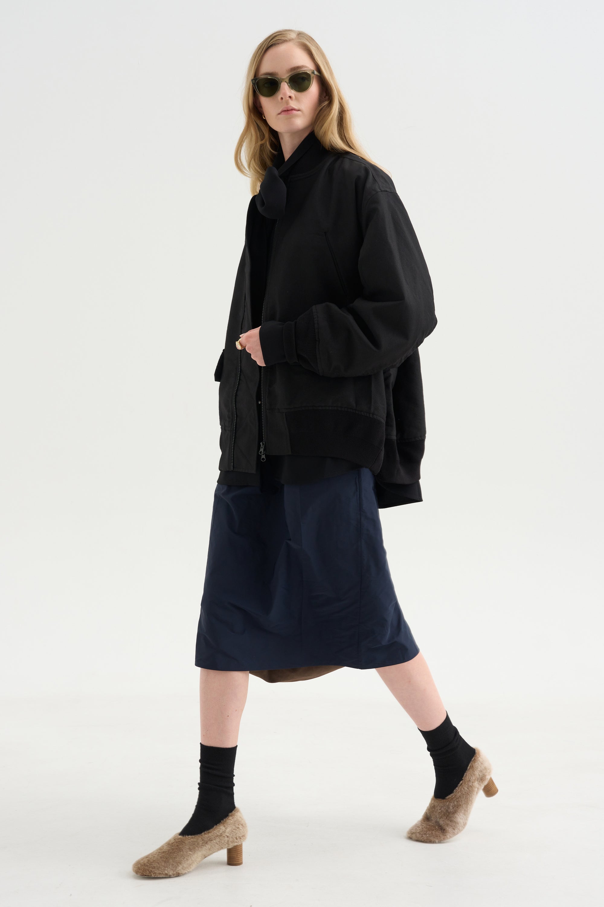 Aviator Oversize Jacket, Noir