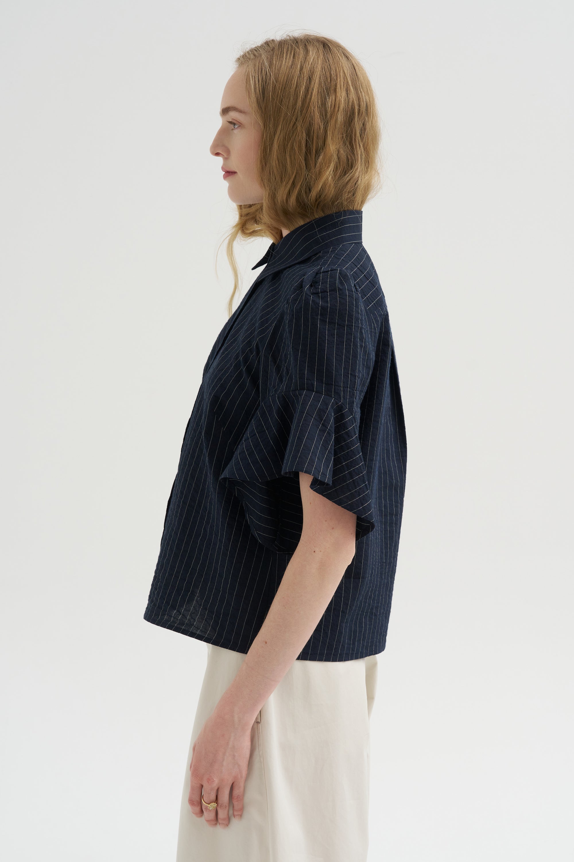 Organdi Stripe Shirt, Ink