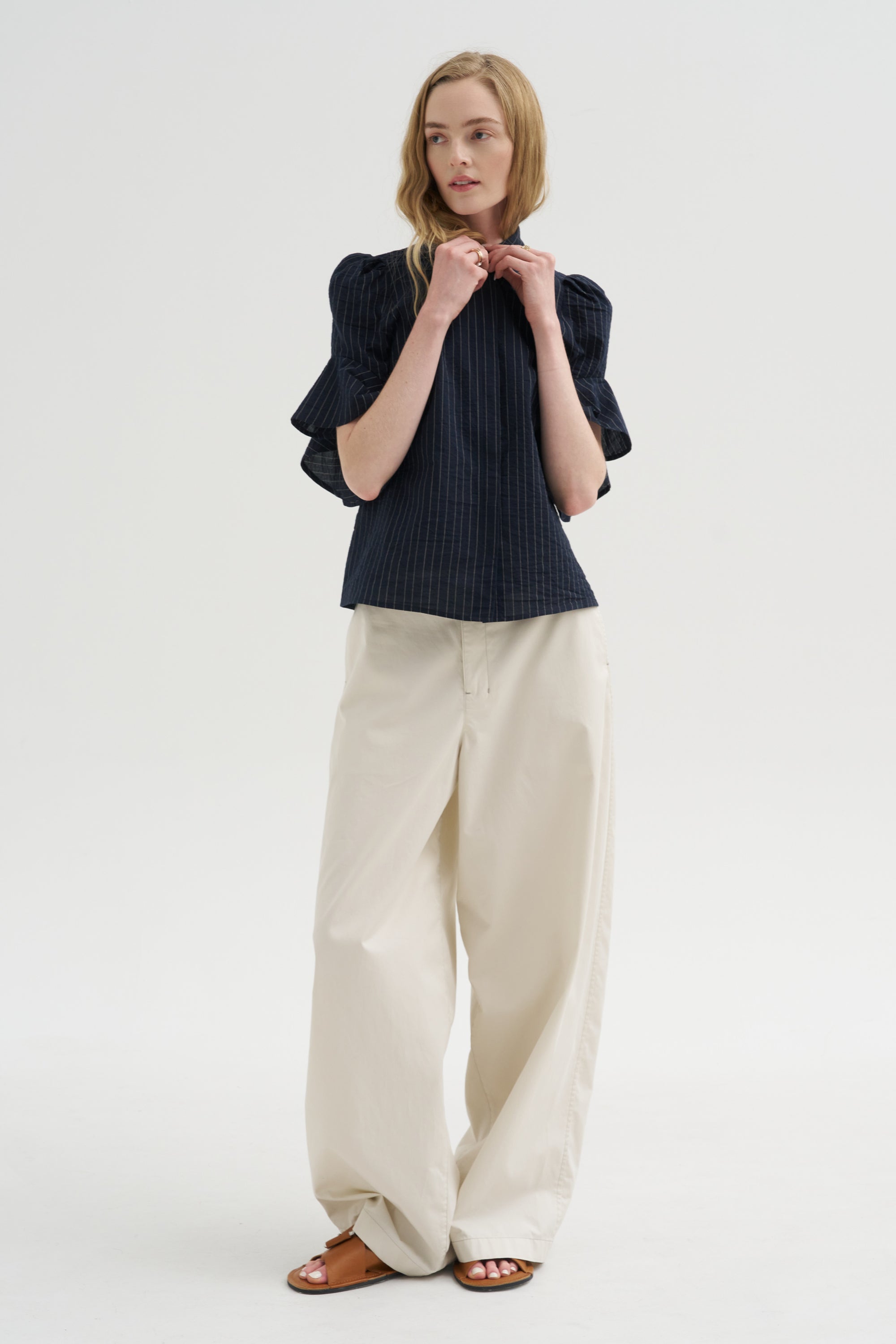 Organdi Stripe Shirt, Ink