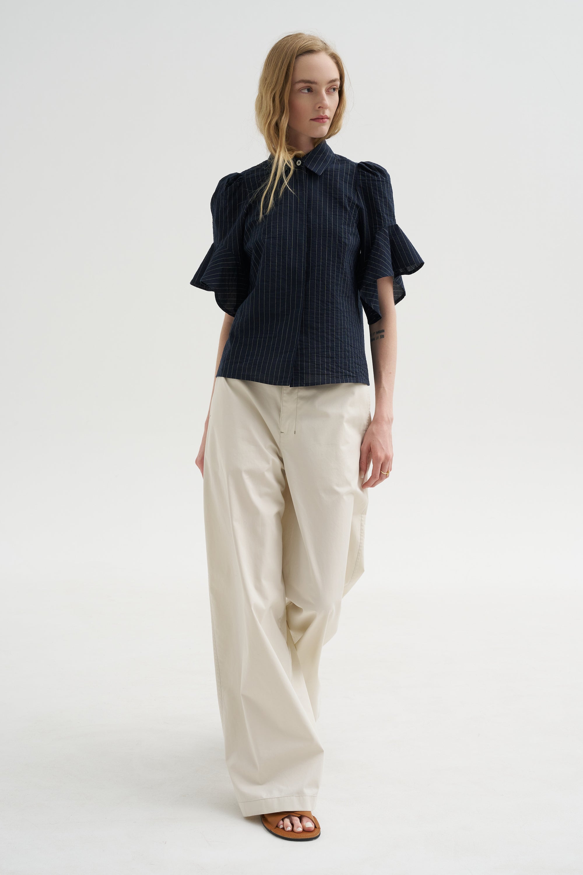 Organdi Stripe Shirt, Ink