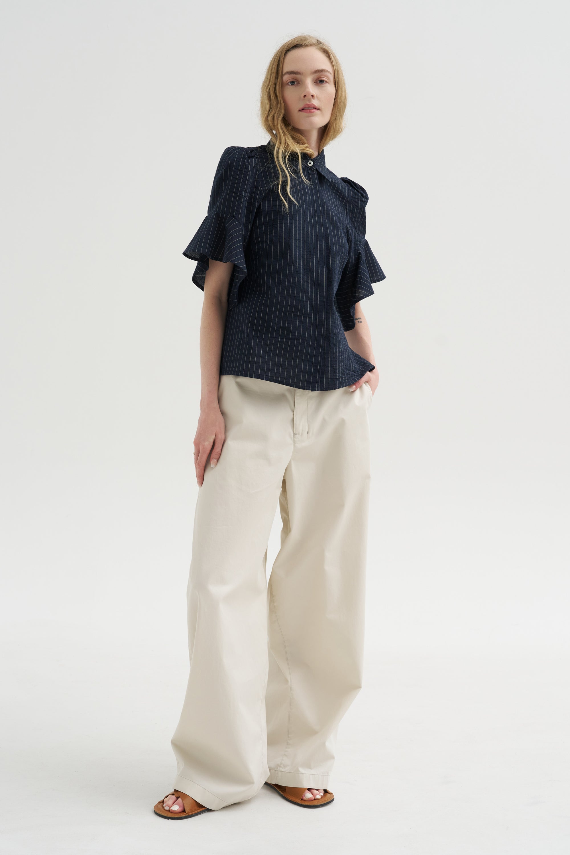 Organdi Stripe Shirt, Ink