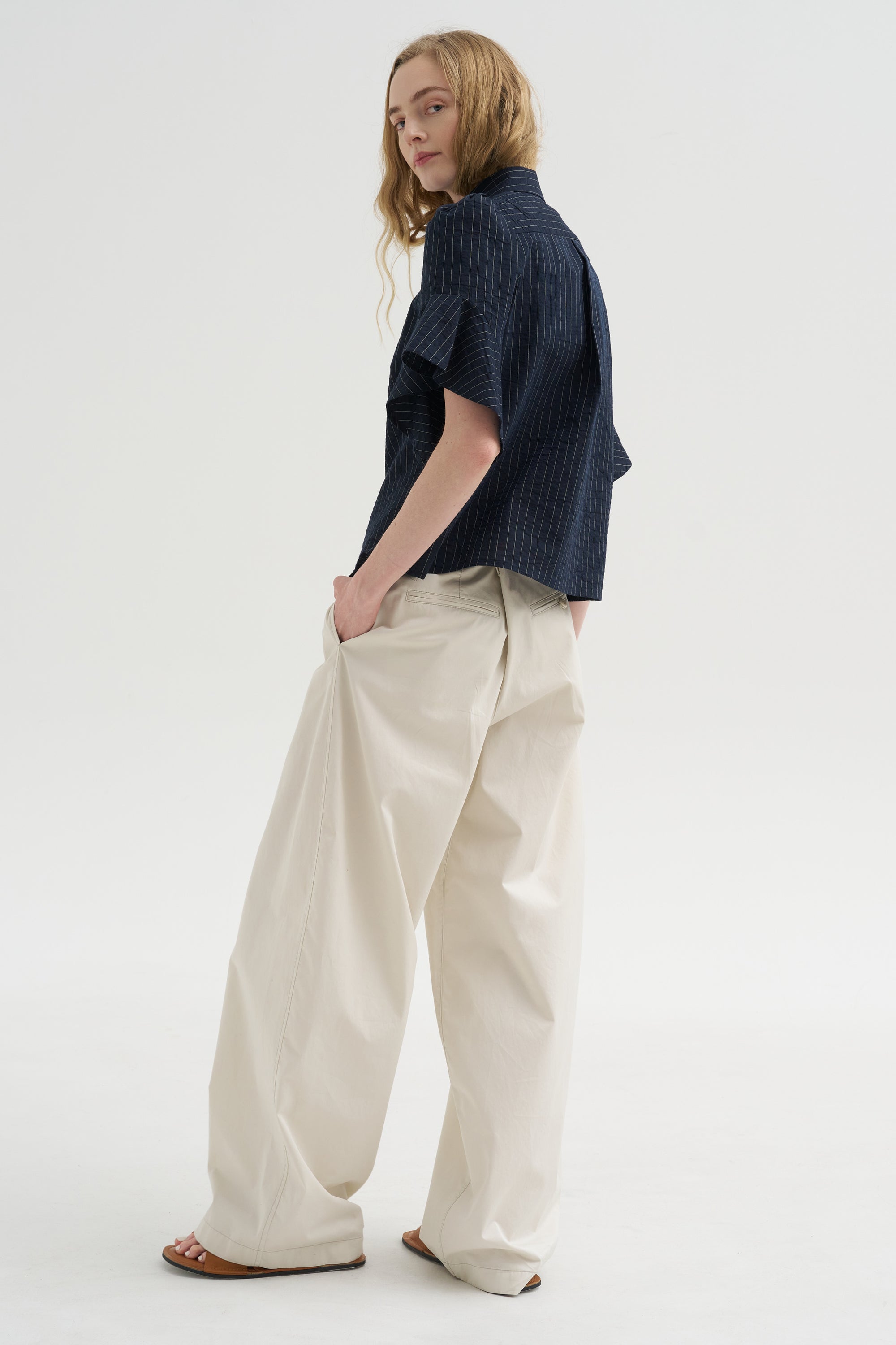 Organdi Stripe Shirt, Ink