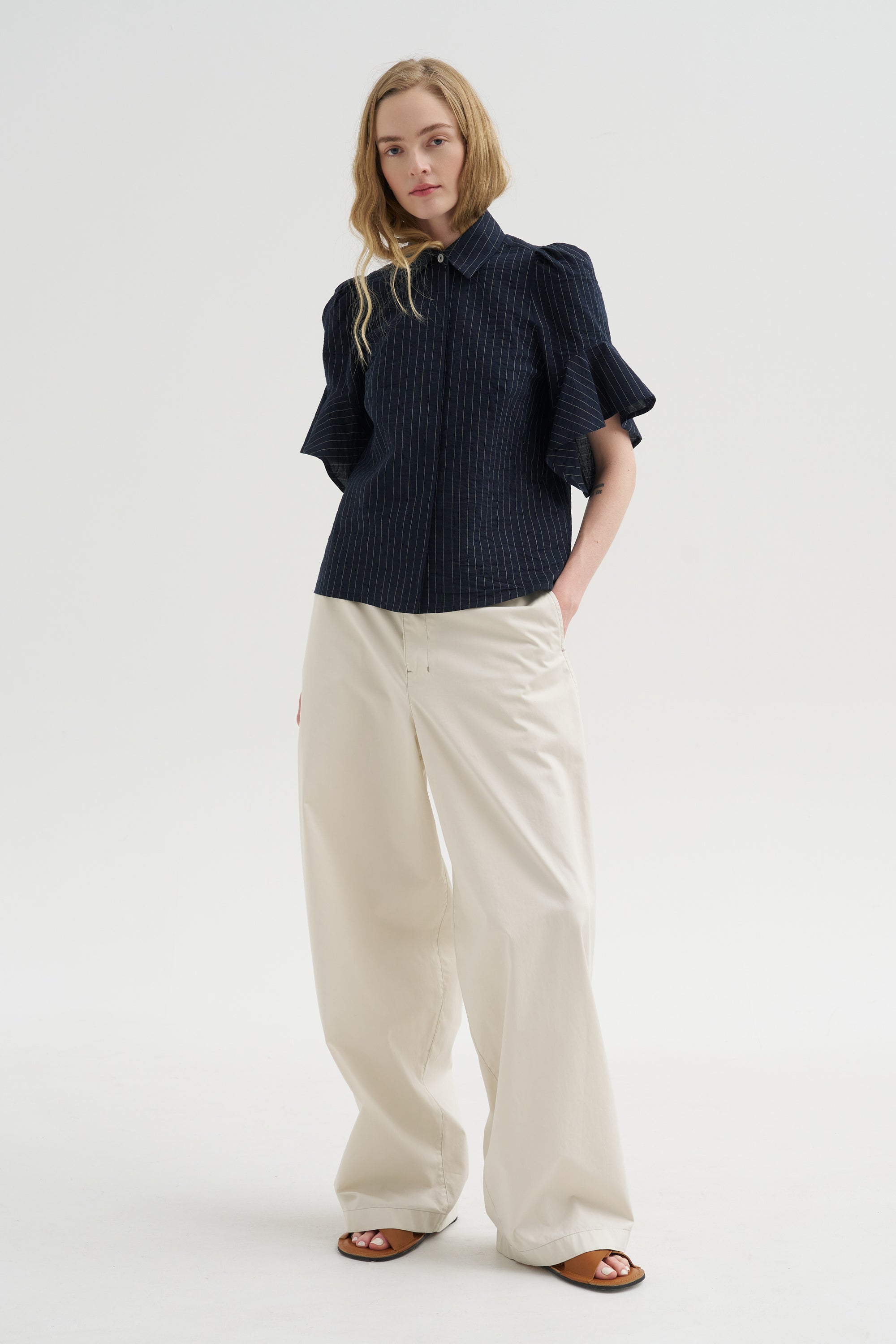 Organdi Stripe Shirt, Ink