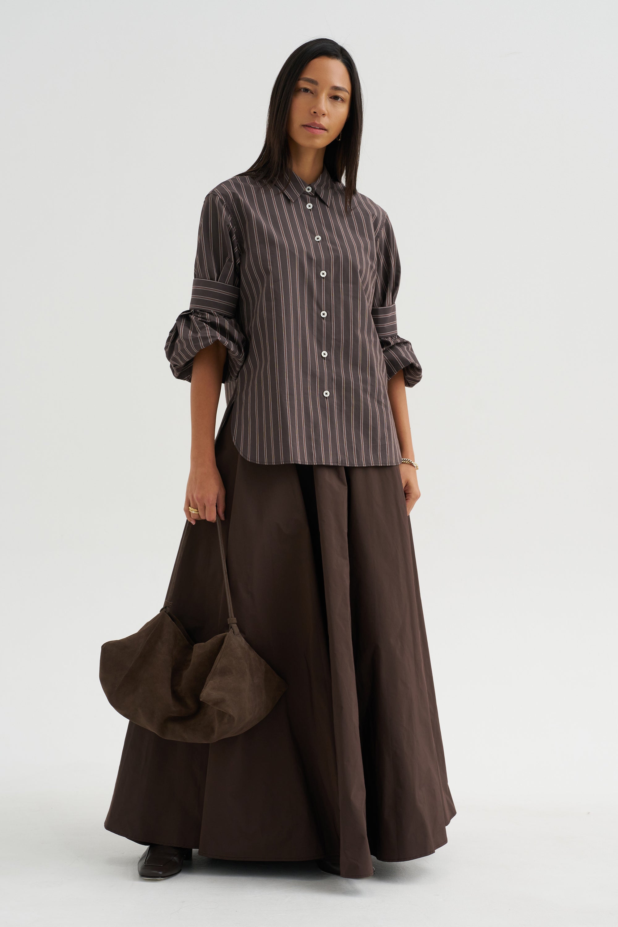 Mens Stripe Shirt, Toffee