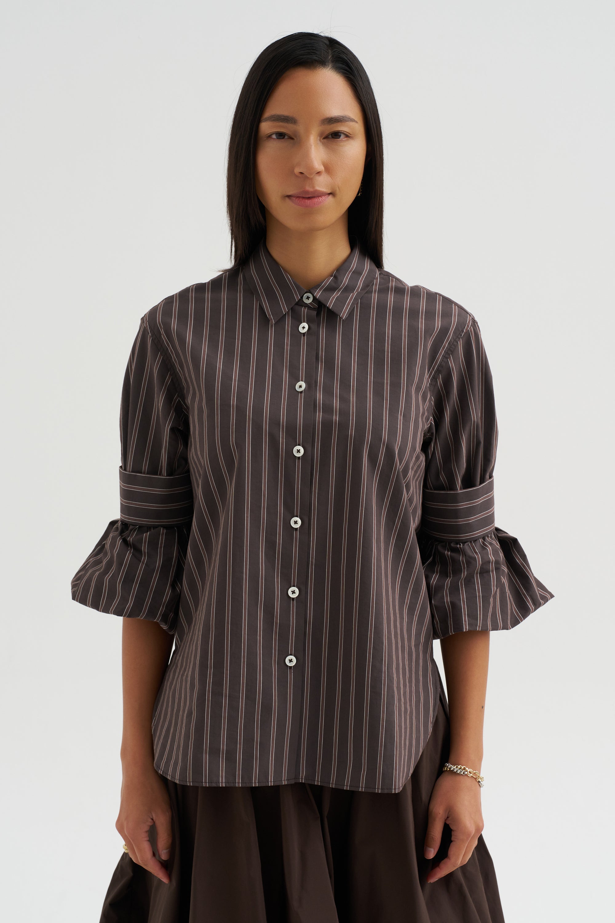 Mens Stripe Shirt, Toffee
