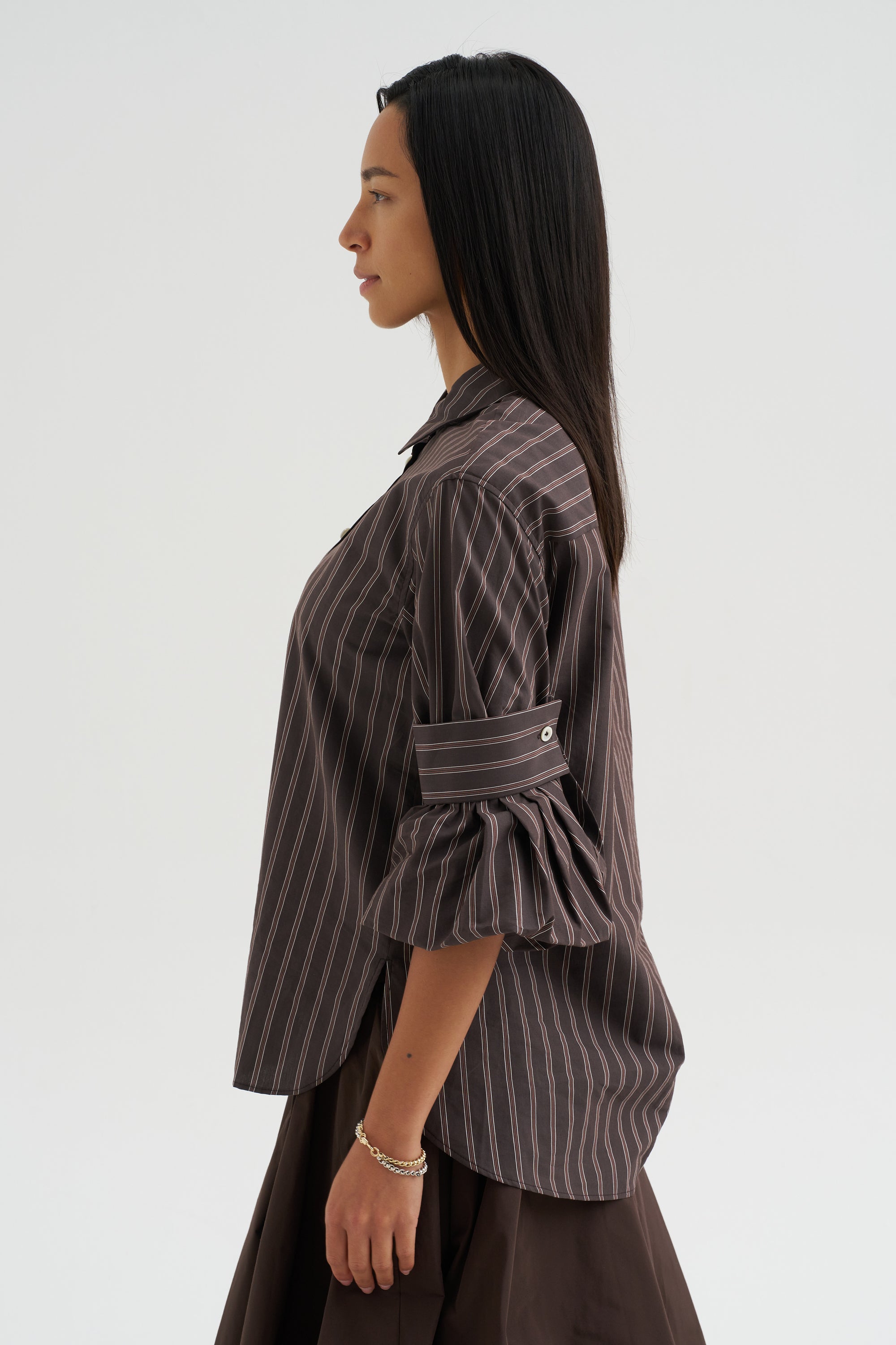 Mens Stripe Shirt, Toffee