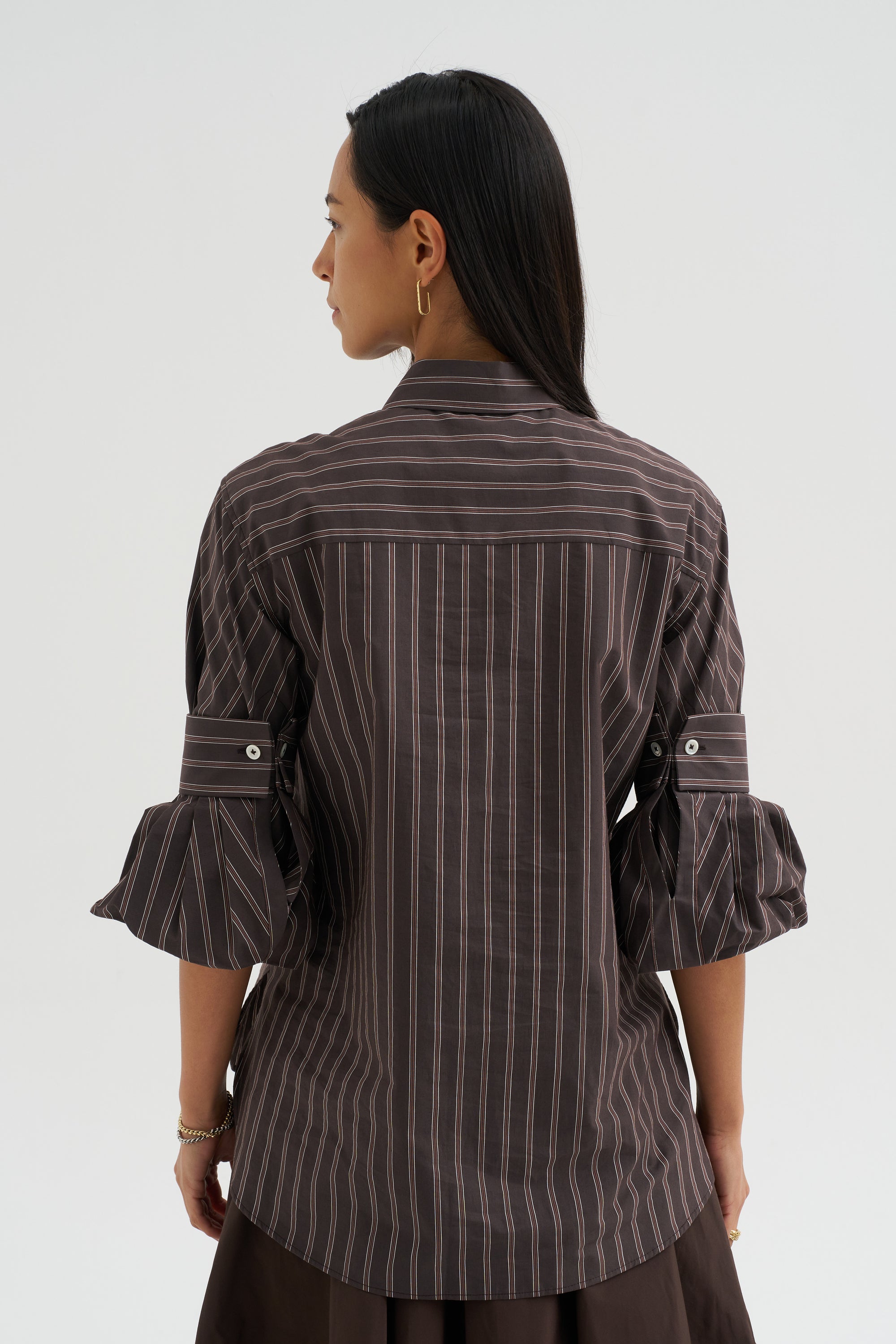Mens Stripe Shirt, Toffee