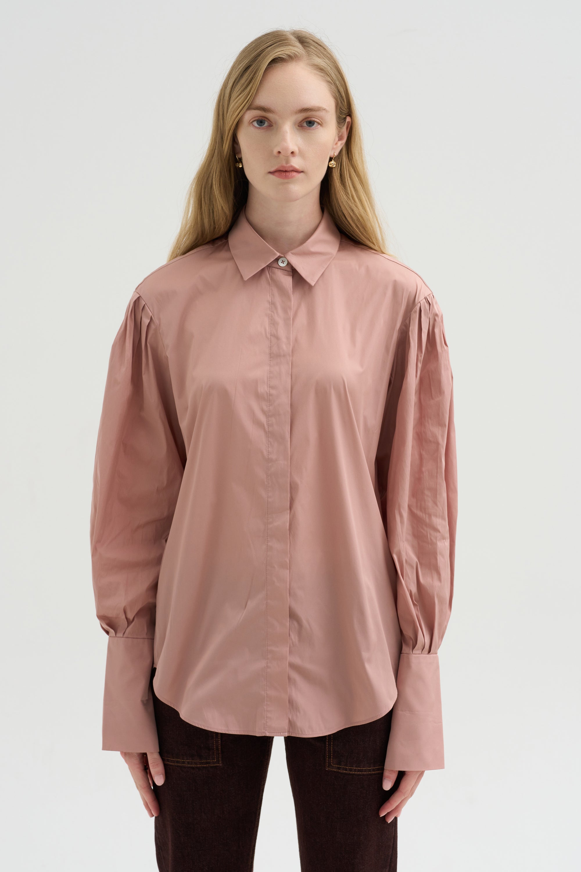 Pleated Sleeve Blouse, Rose Petal
