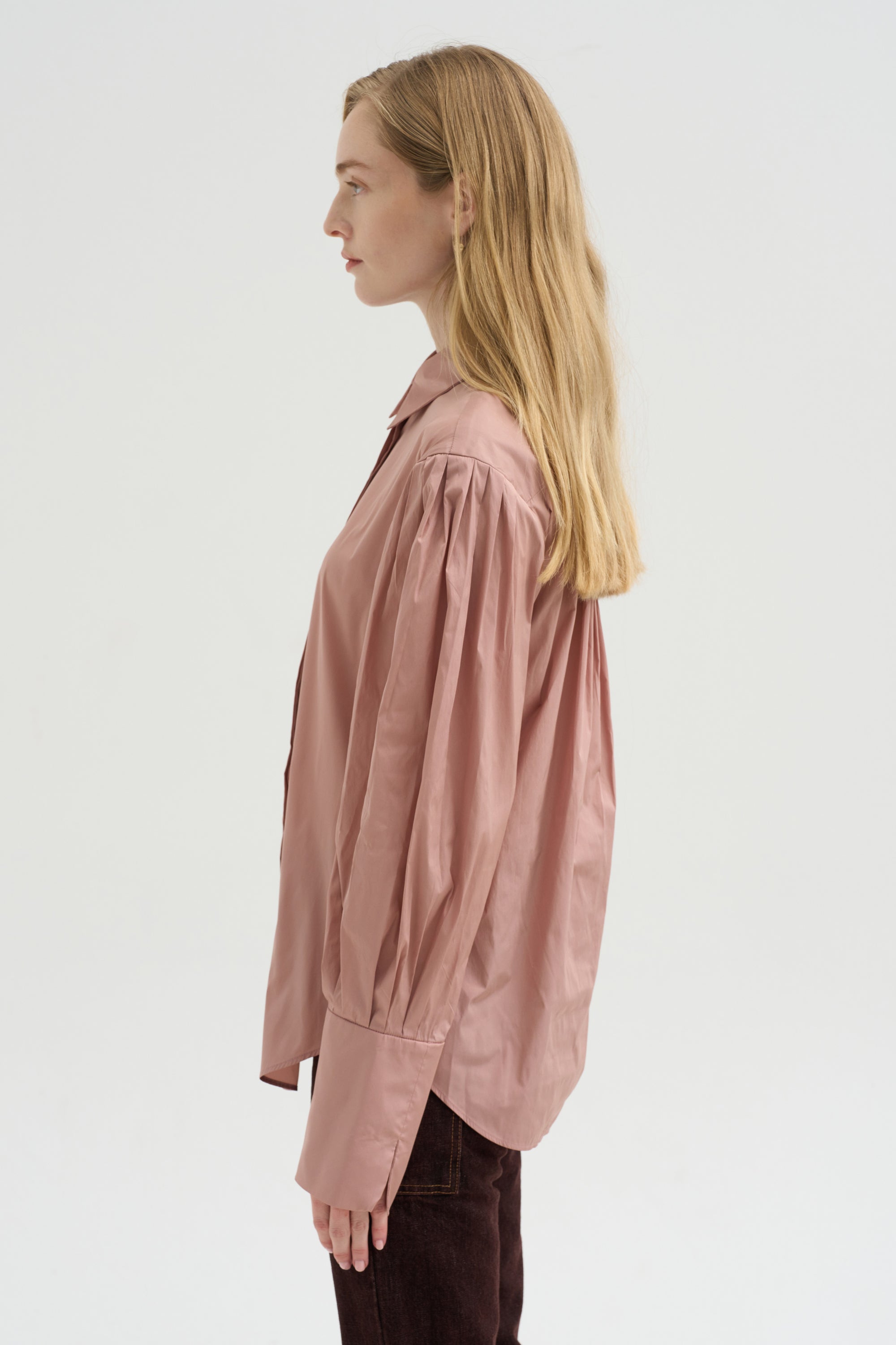 Pleated Sleeve Blouse, Rose Petal