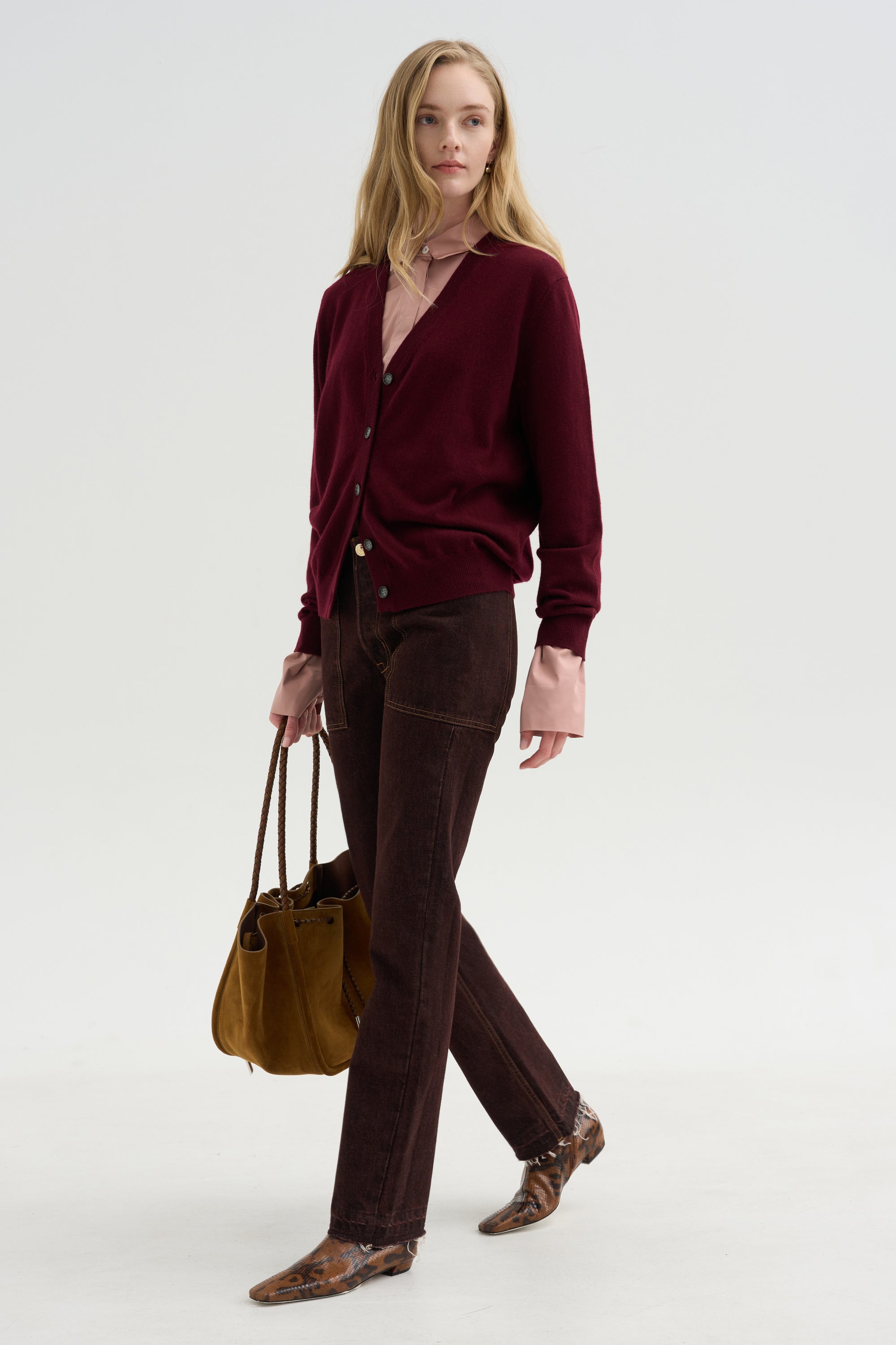 Pleated Sleeve Blouse, Rose Petal
