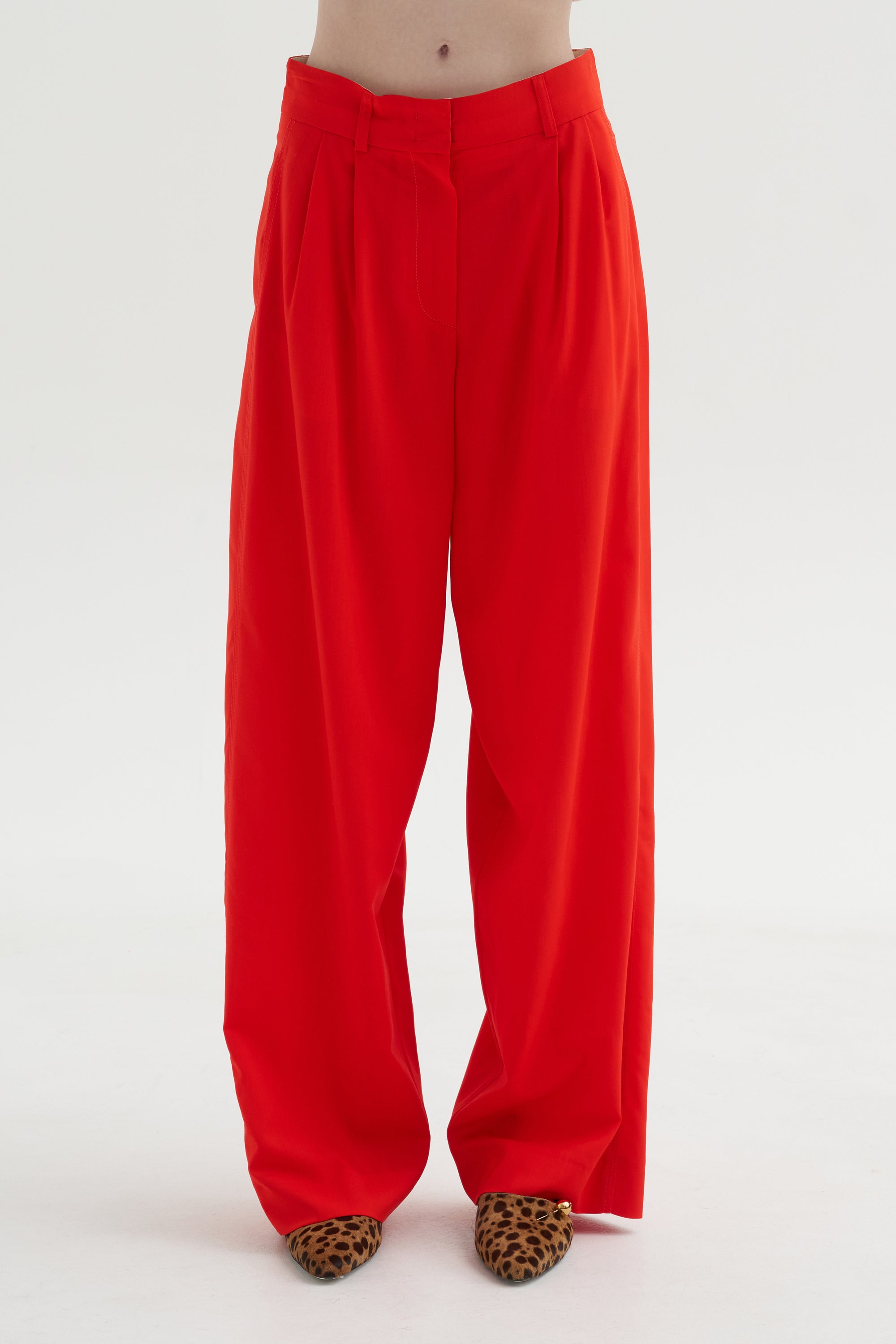 Pleated Pants, Fire Red