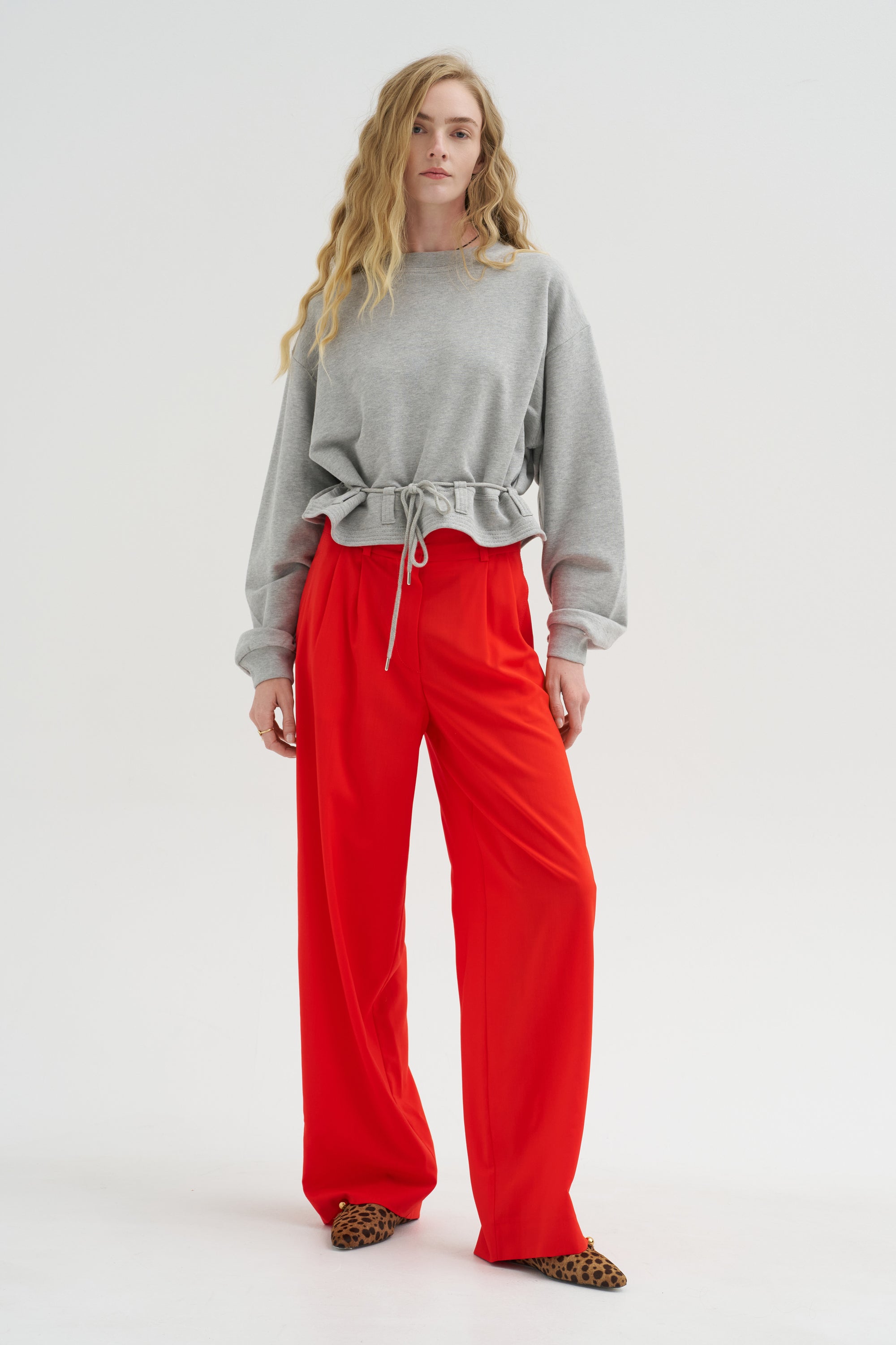 Pleated Pants, Fire Red