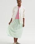 Gauze Gingham Skirt, Glass Green