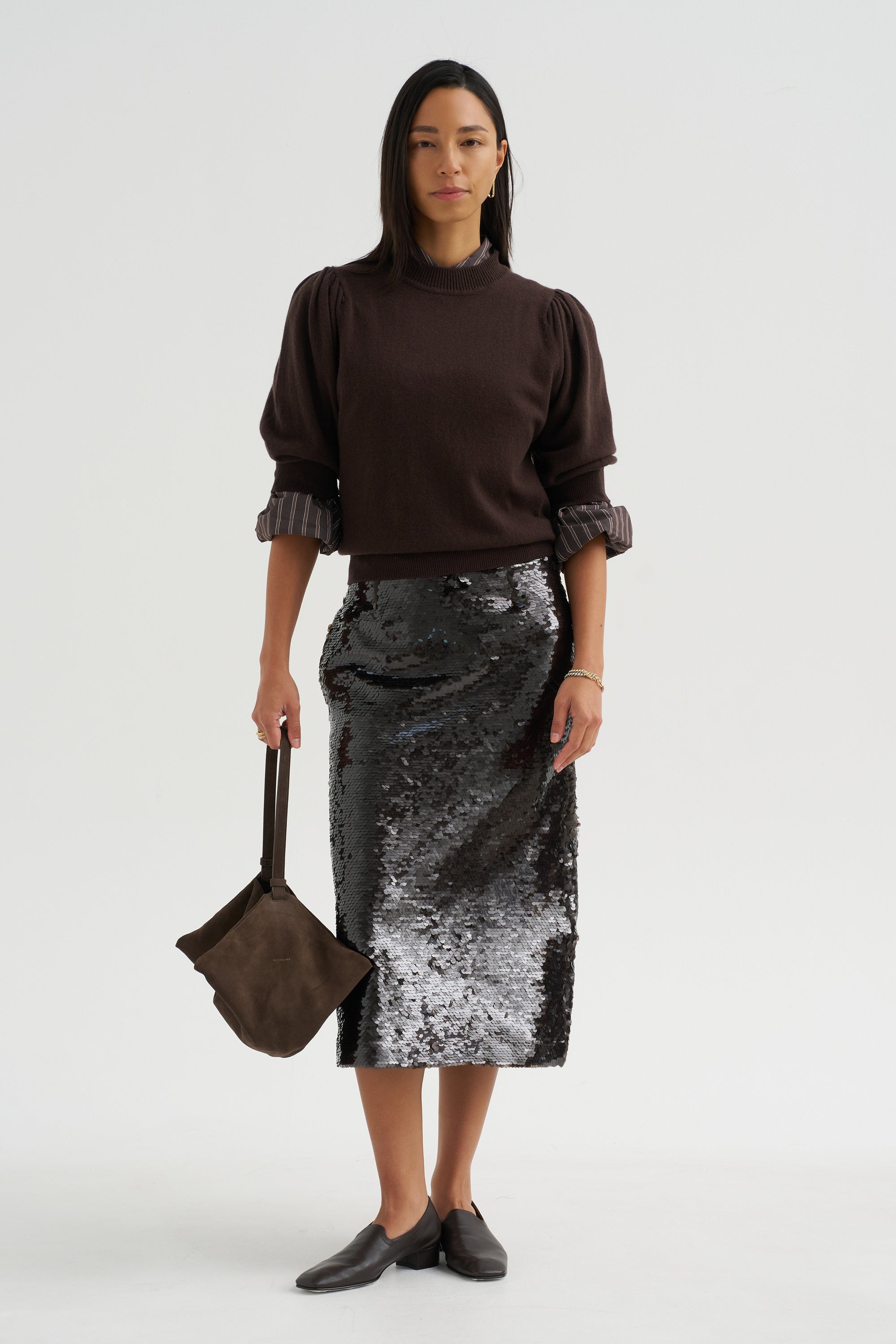Sequin Skirt, Mink