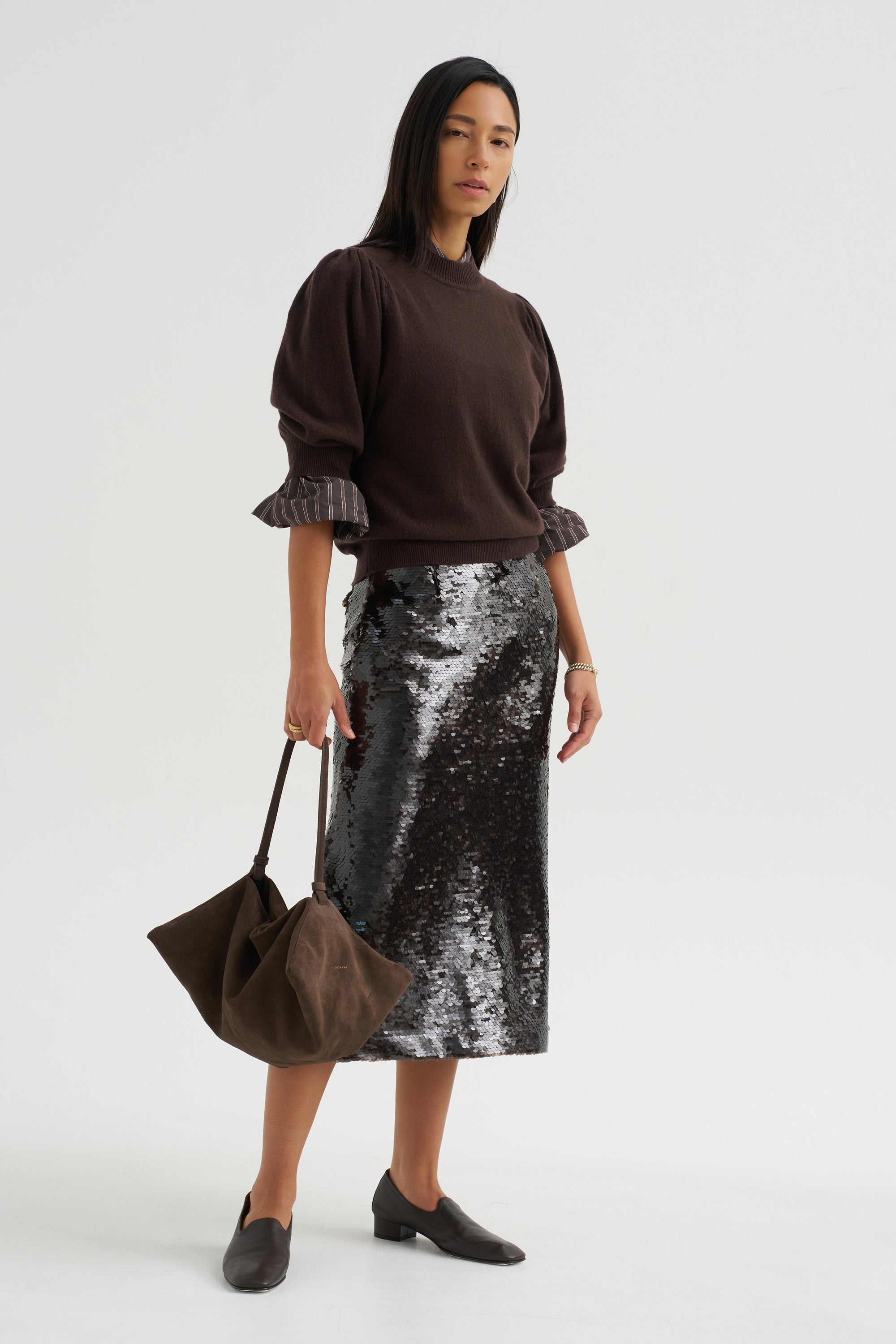 Sequin Skirt, Mink