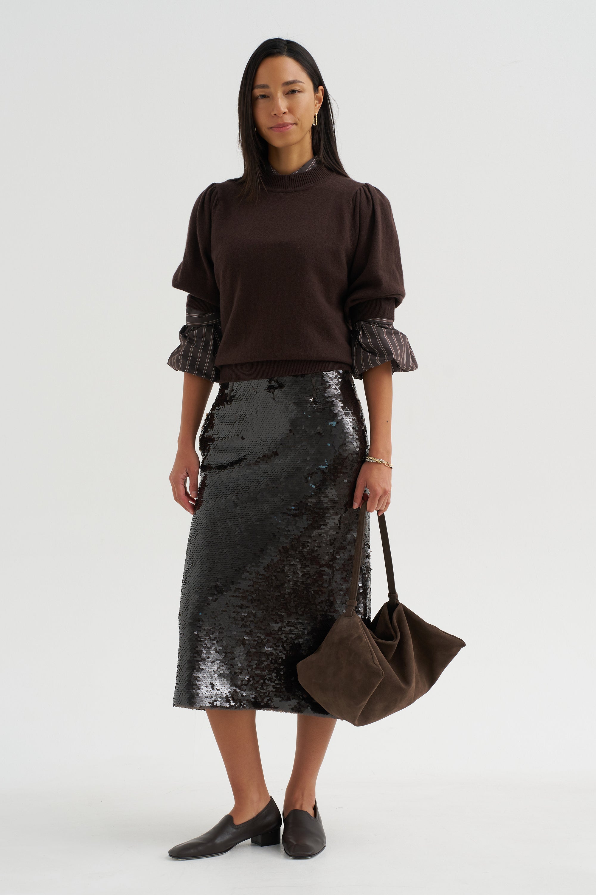 Sequin Skirt, Mink