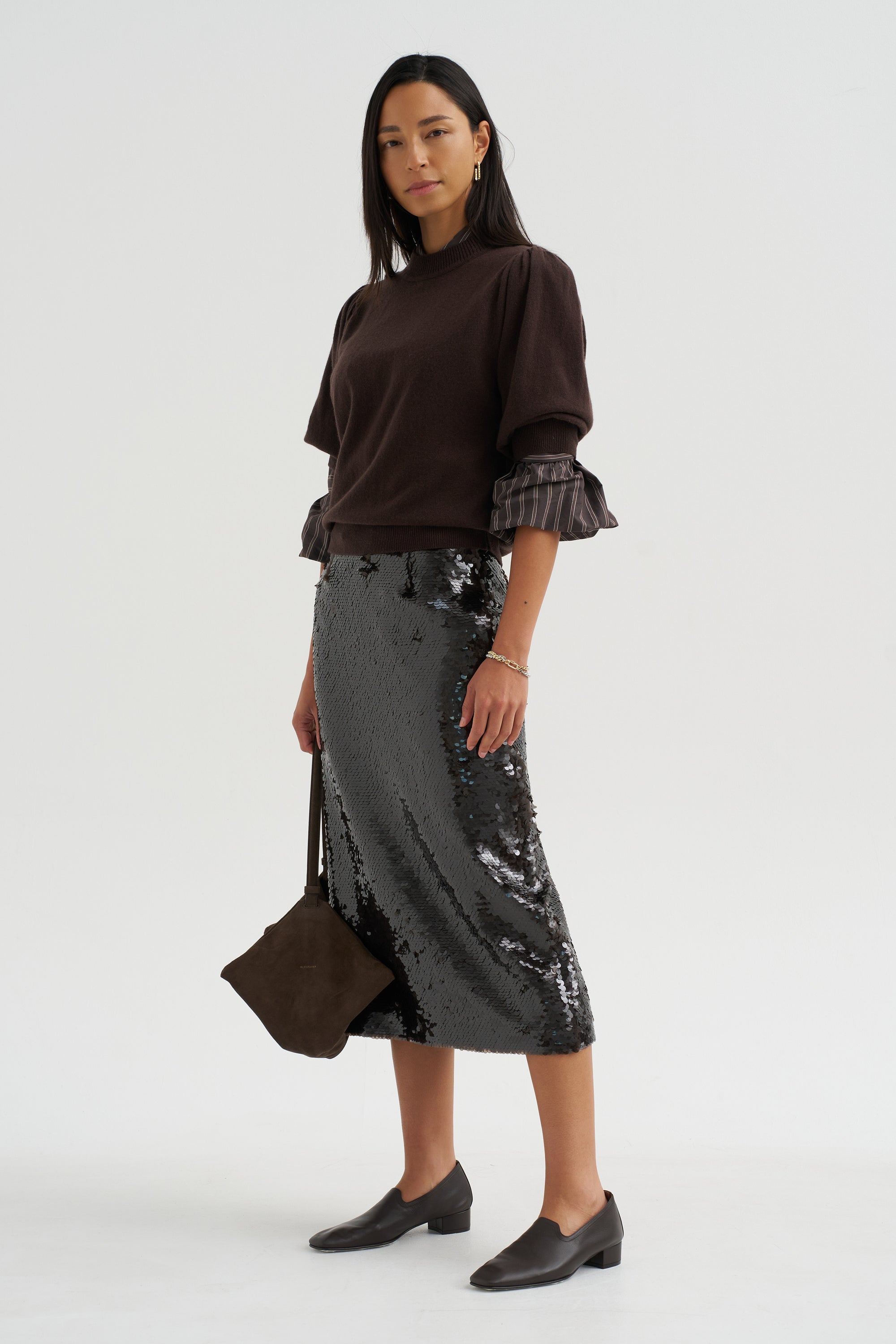 Sequin Skirt, Mink