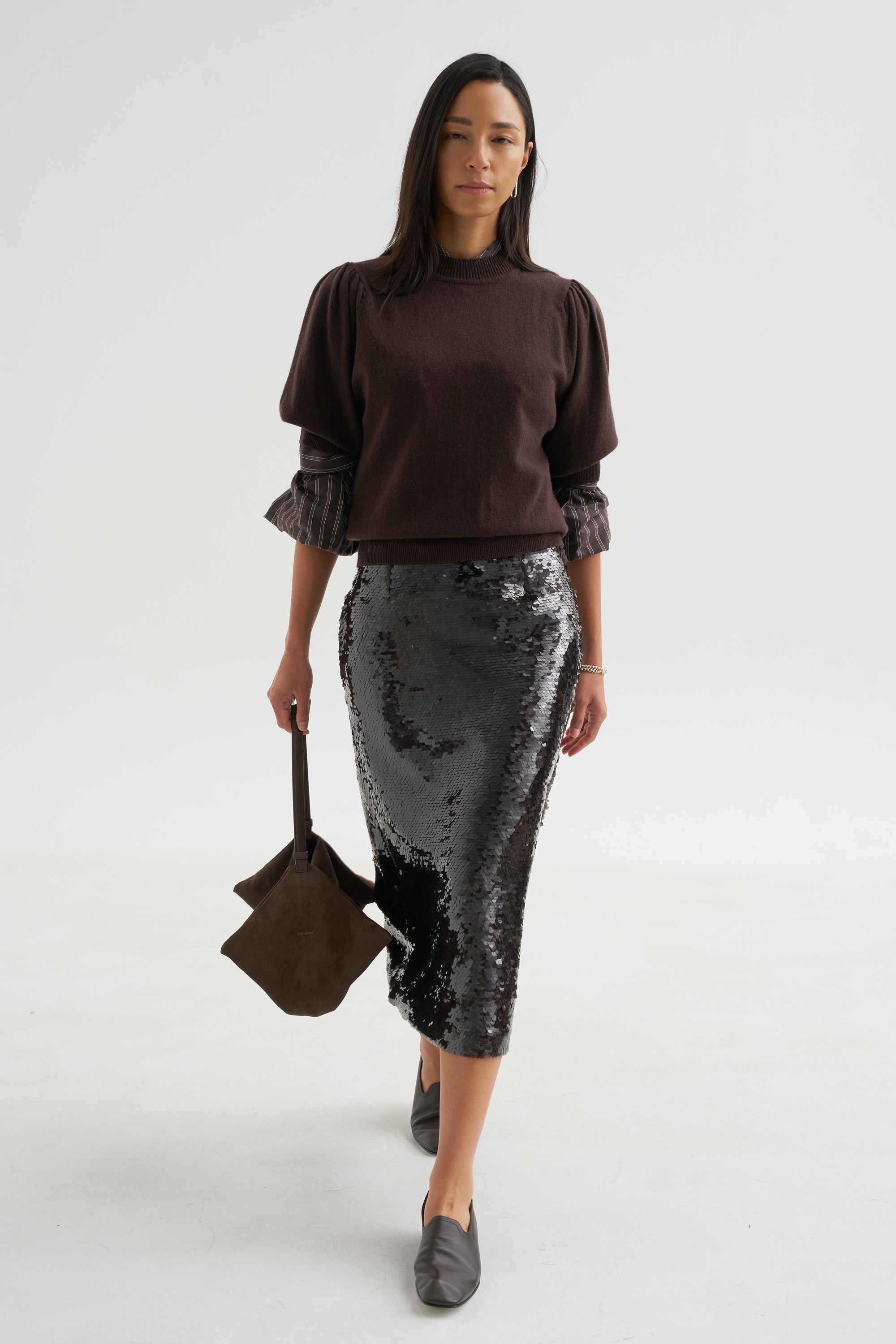 Sequin Skirt, Mink