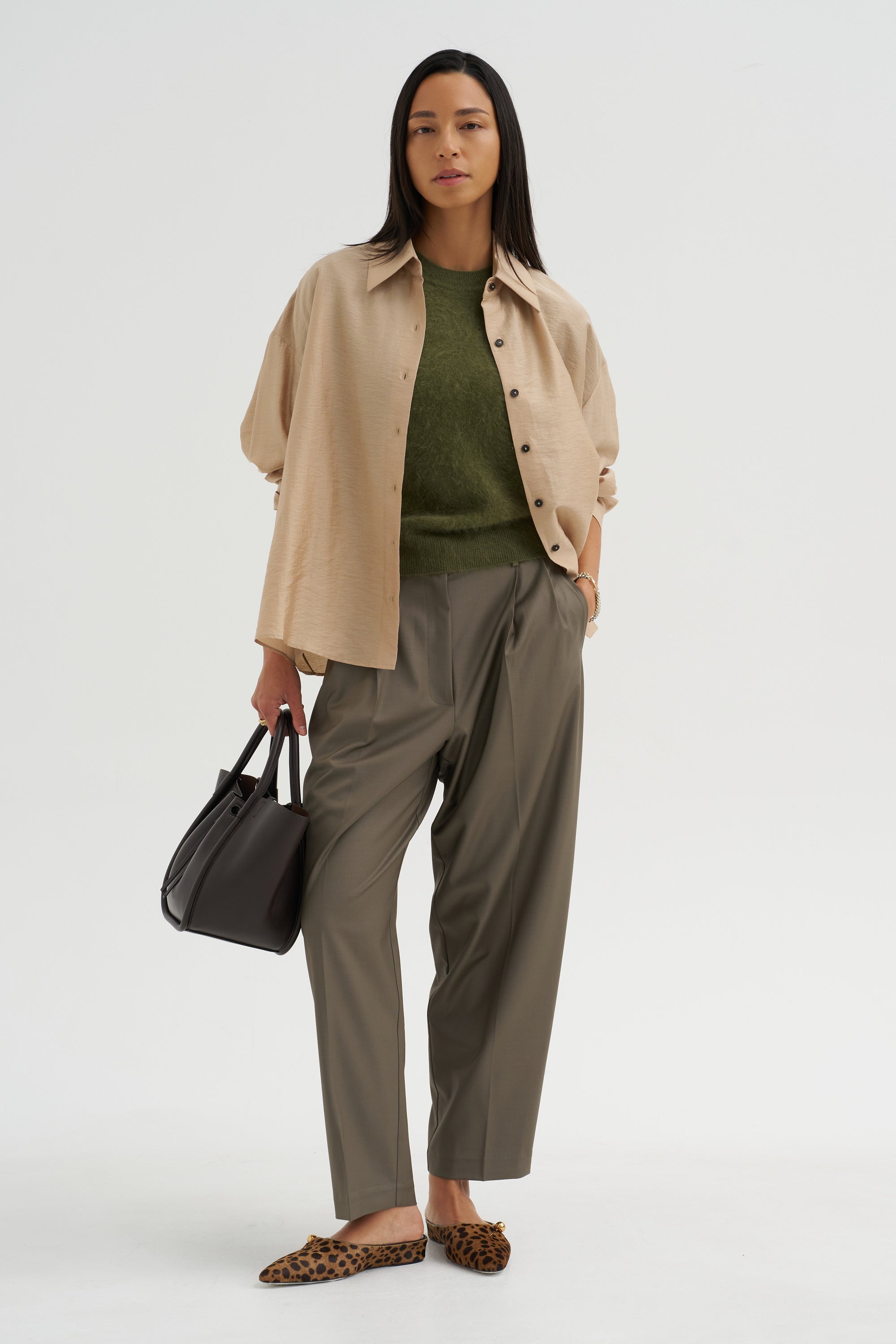 Brushed Cashmere Pullover, Moss