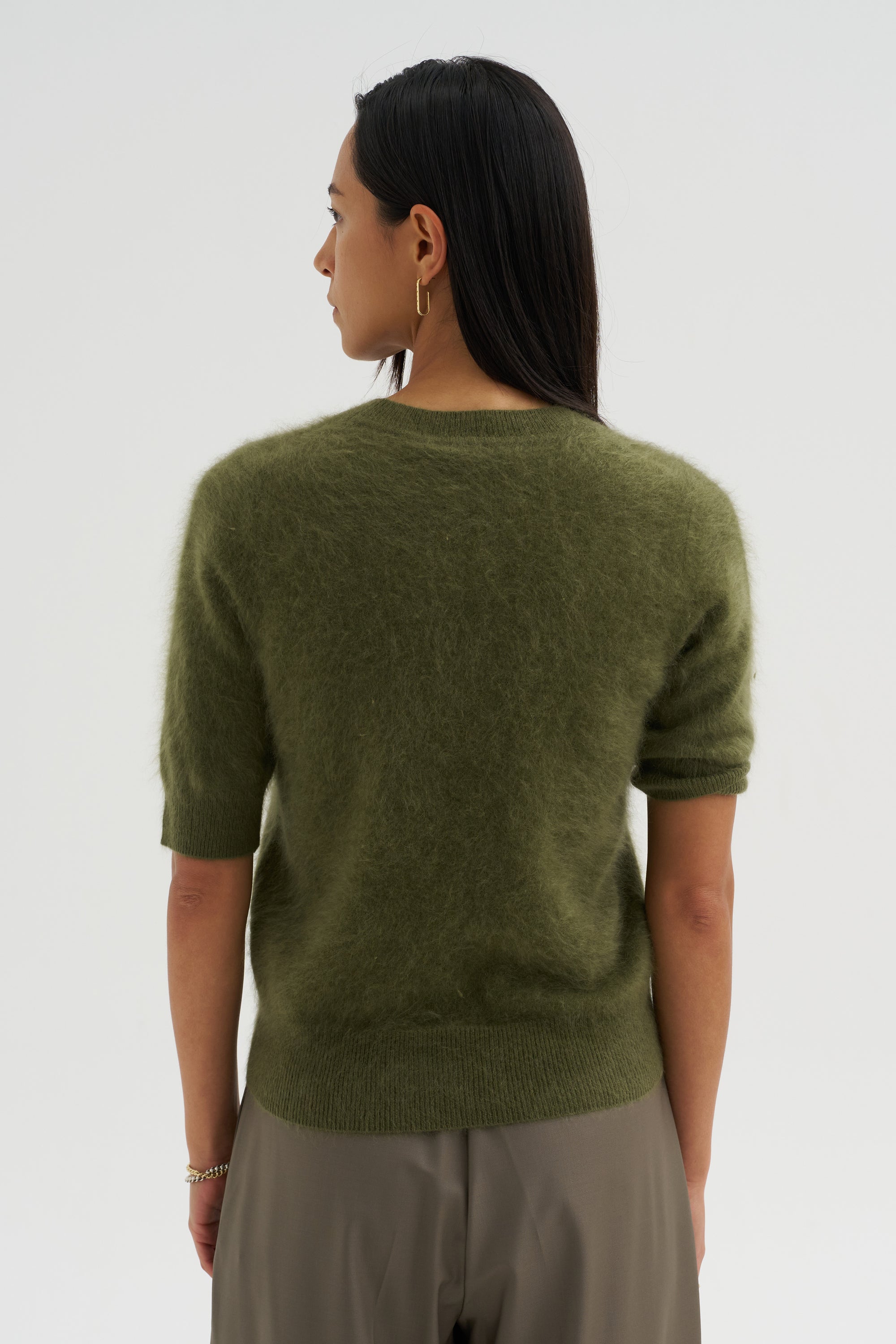 Brushed Cashmere Pullover, Moss