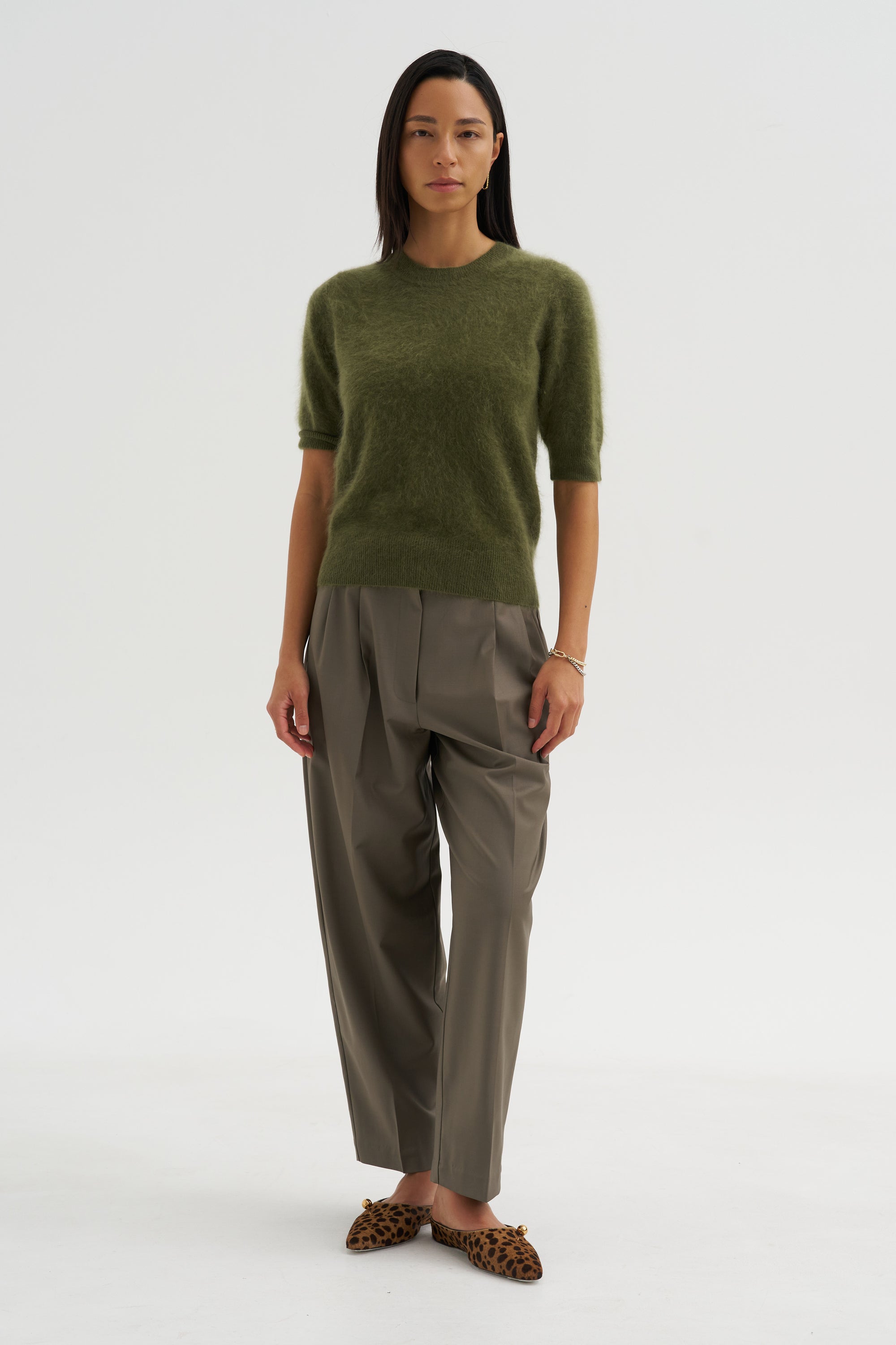 Brushed Cashmere Pullover, Moss