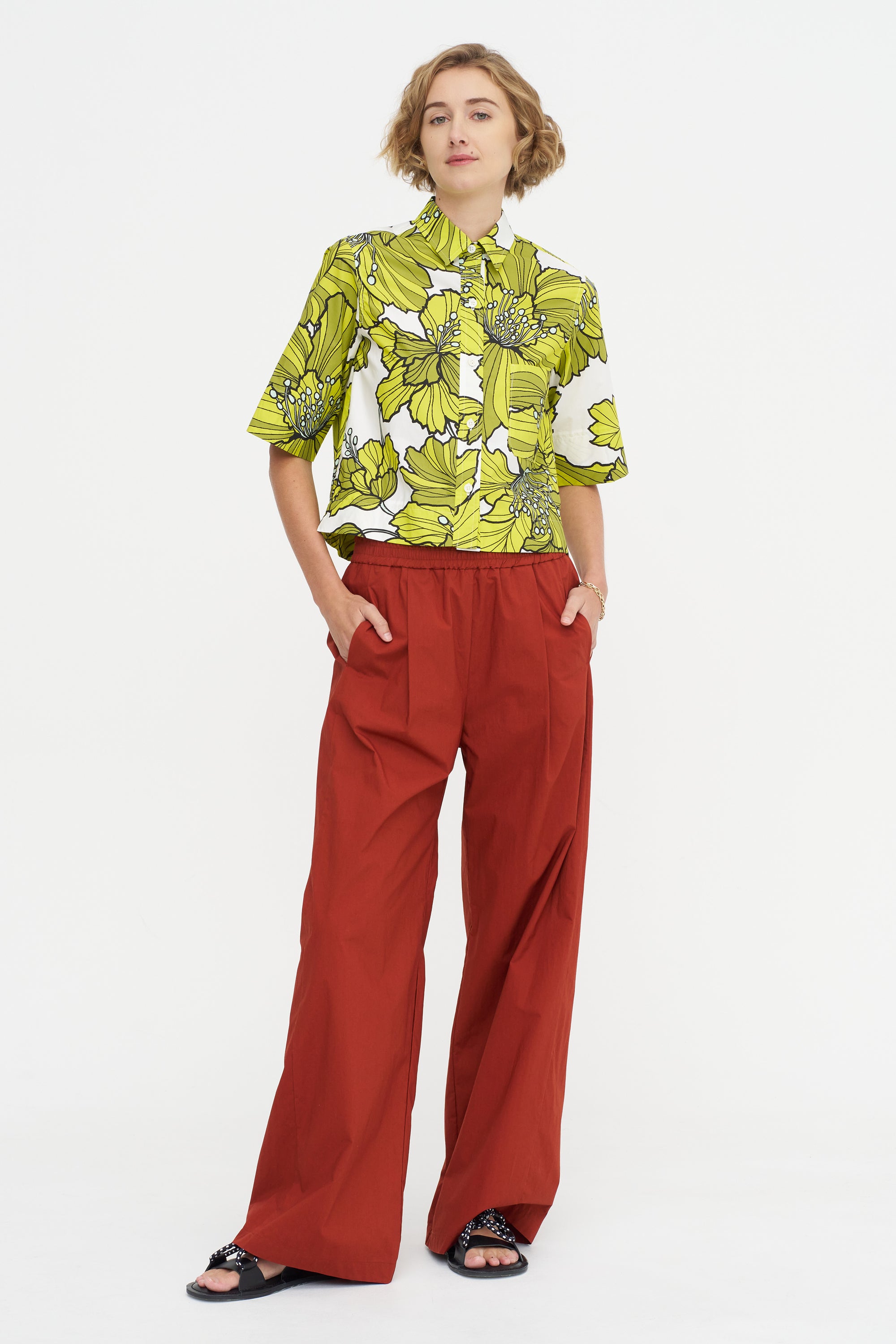 Hibiskus Cotton Shirt, Greenery