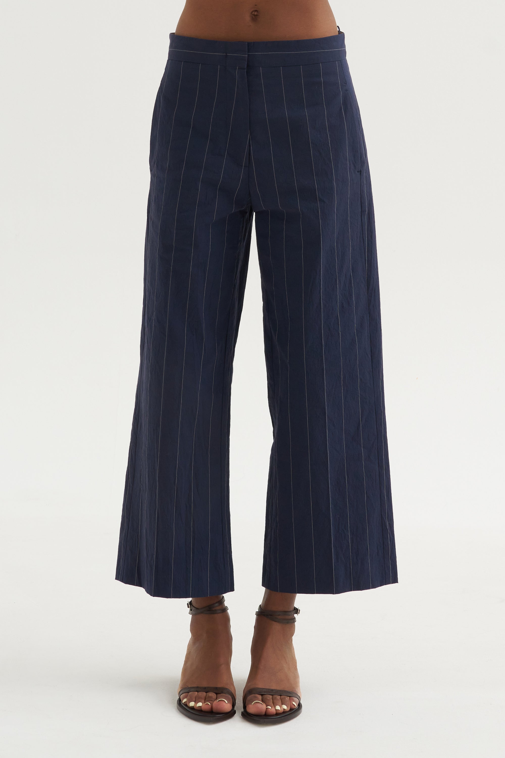 Paper Touch Stripe Pants, Marine