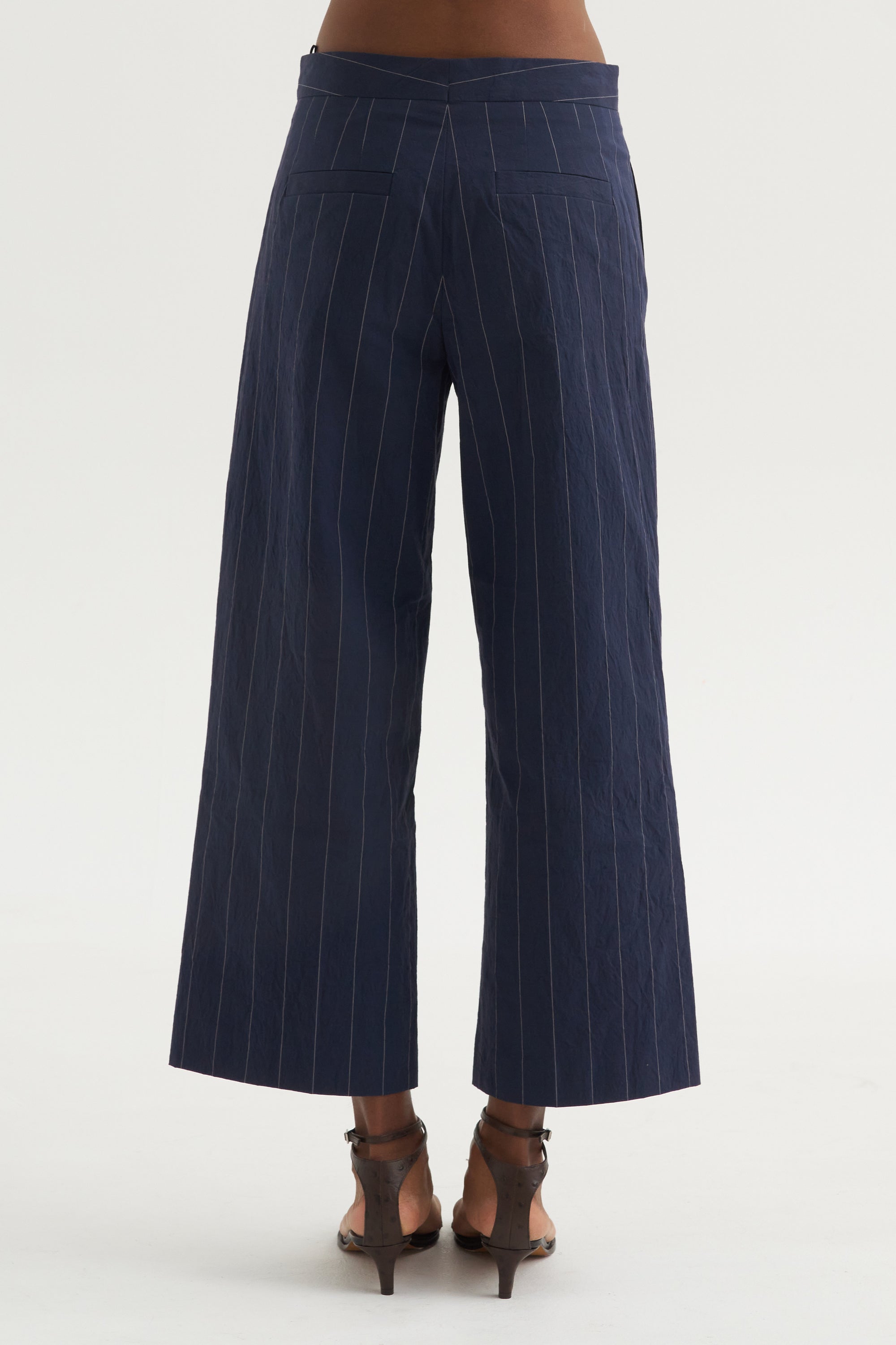Paper Touch Stripe Pants, Marine