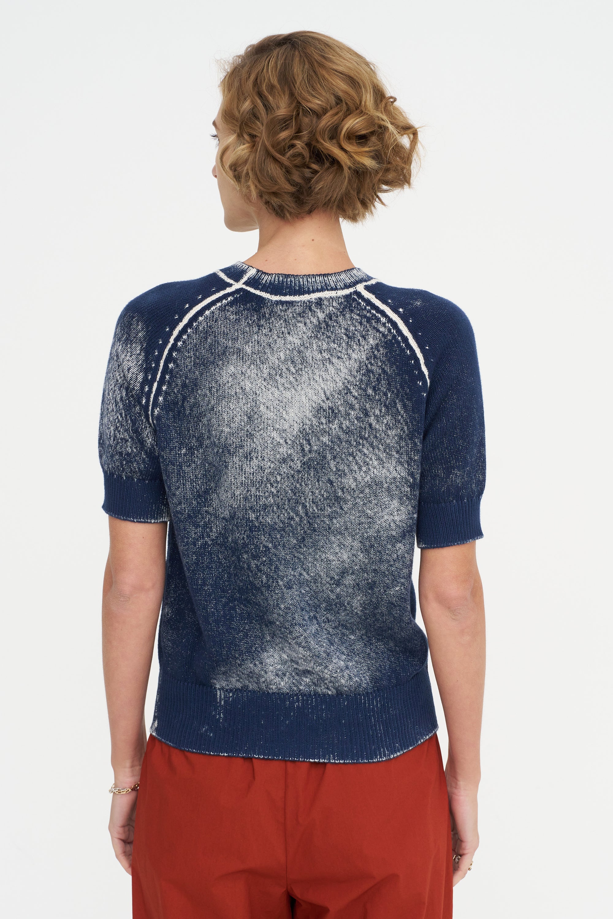 Short Sleeve Sweater, Marine