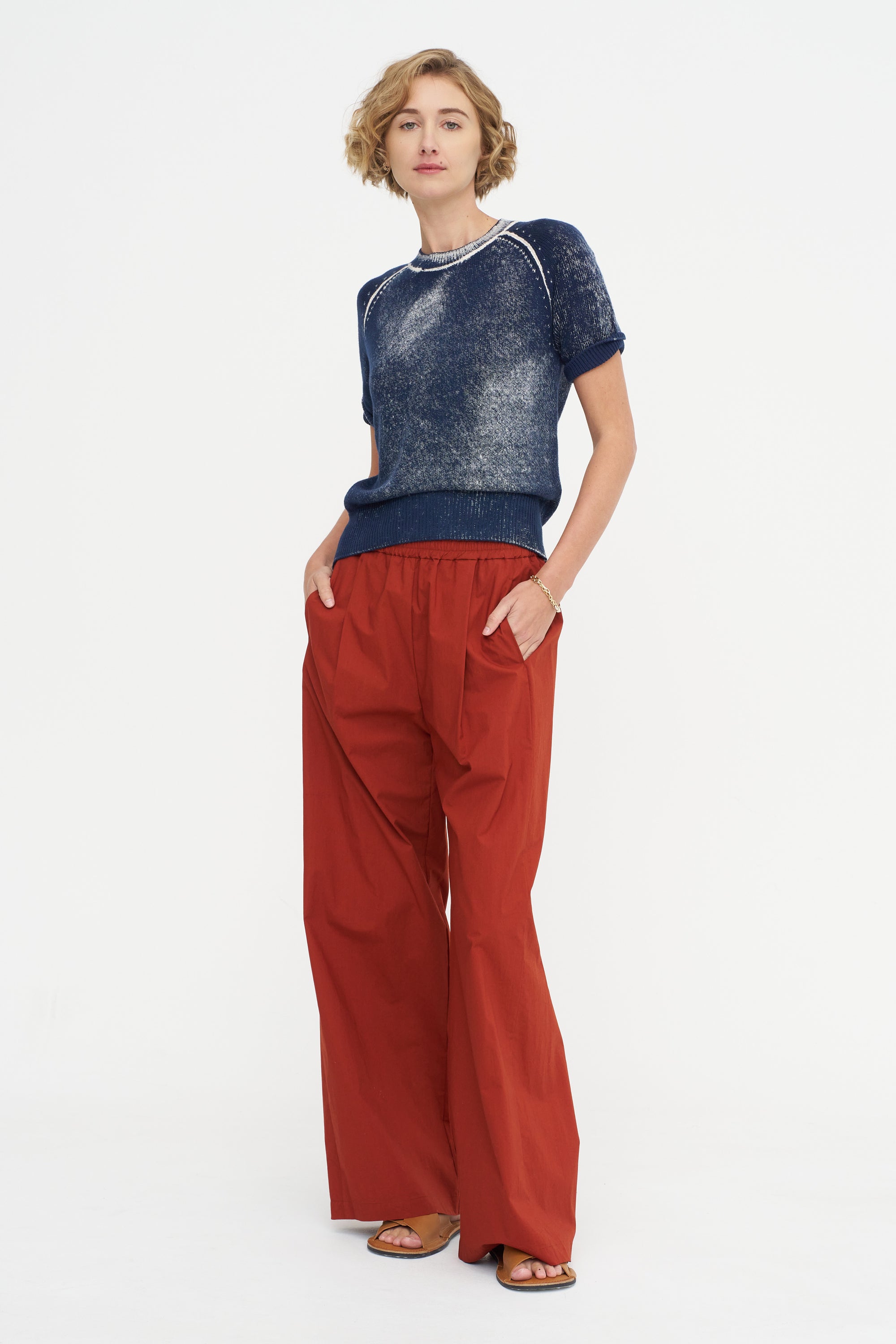 Short Sleeve Sweater, Marine