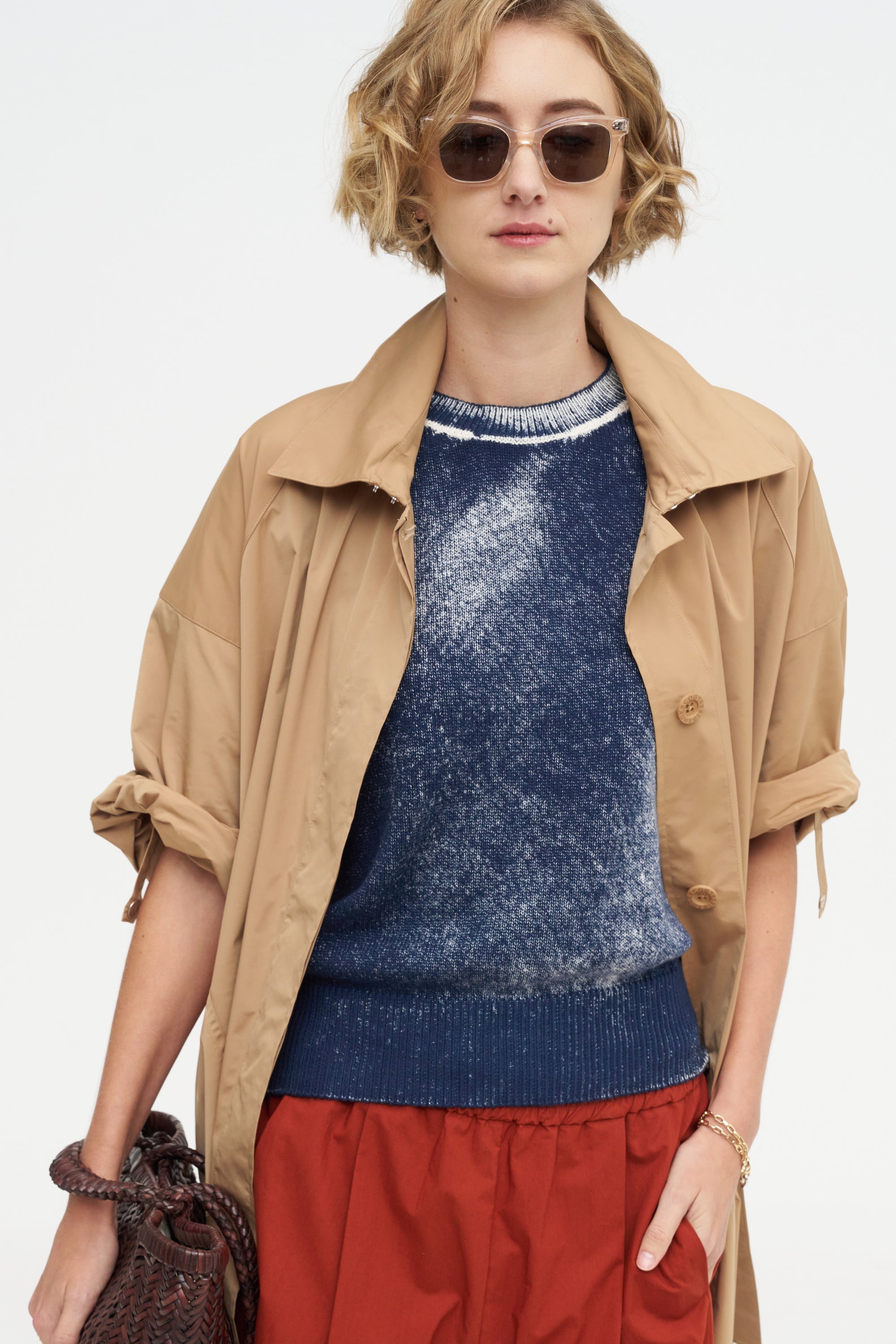 Short Sleeve Sweater, Marine