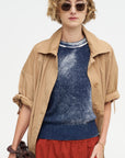 Short Sleeve Sweater, Marine
