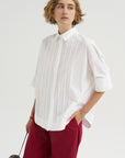 Cotton Plissé Shirt, Bianco