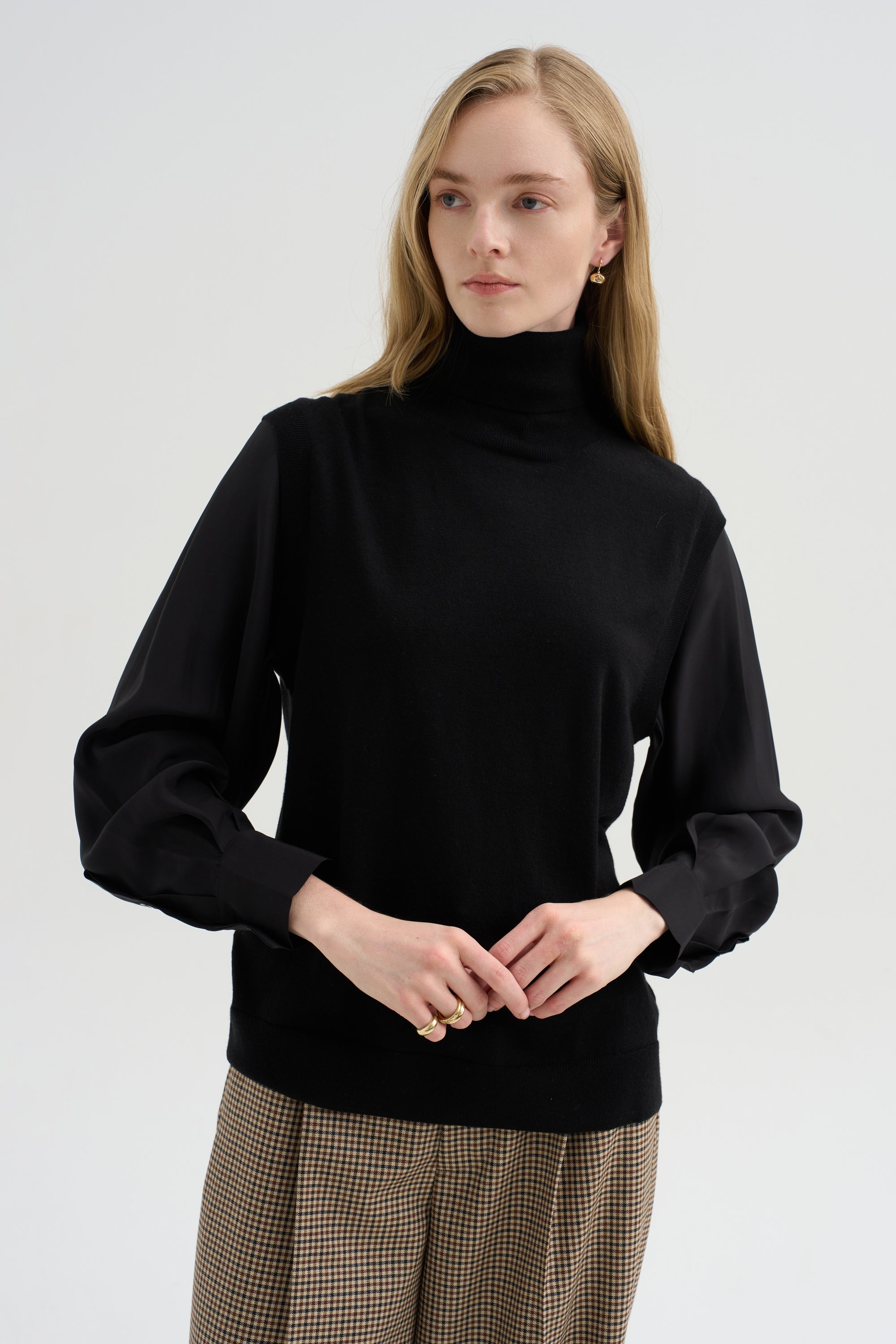 Layered Turtleneck, Nero