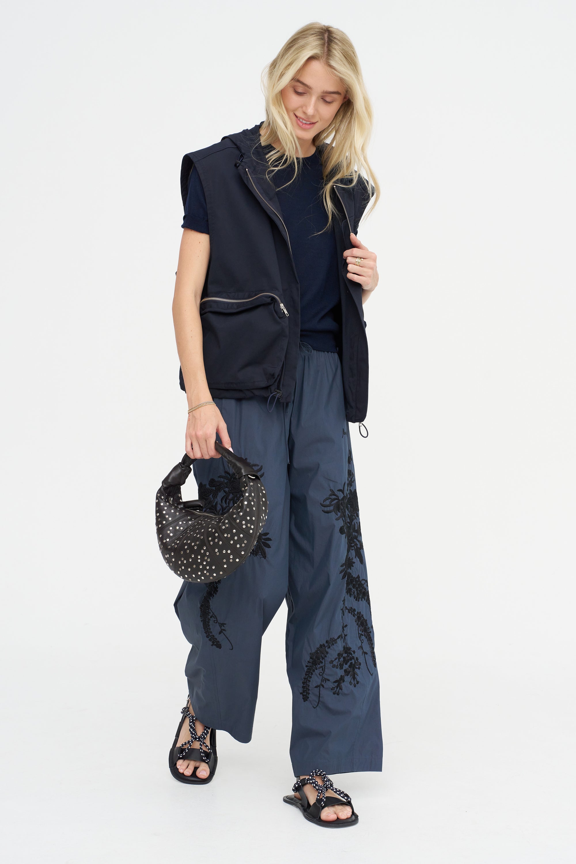 Embroidered Trouser, Blue