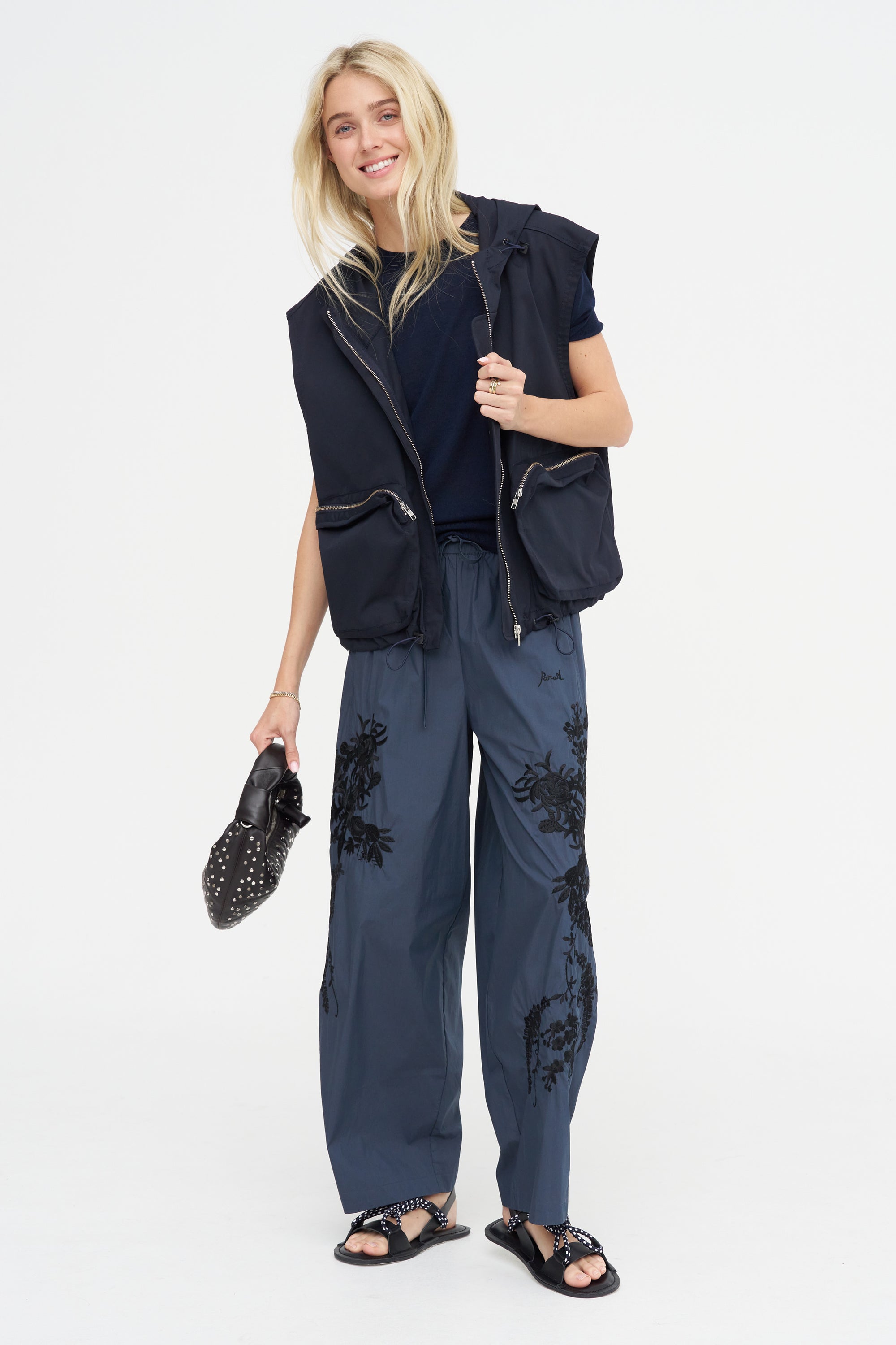 Embroidered Trouser, Blue