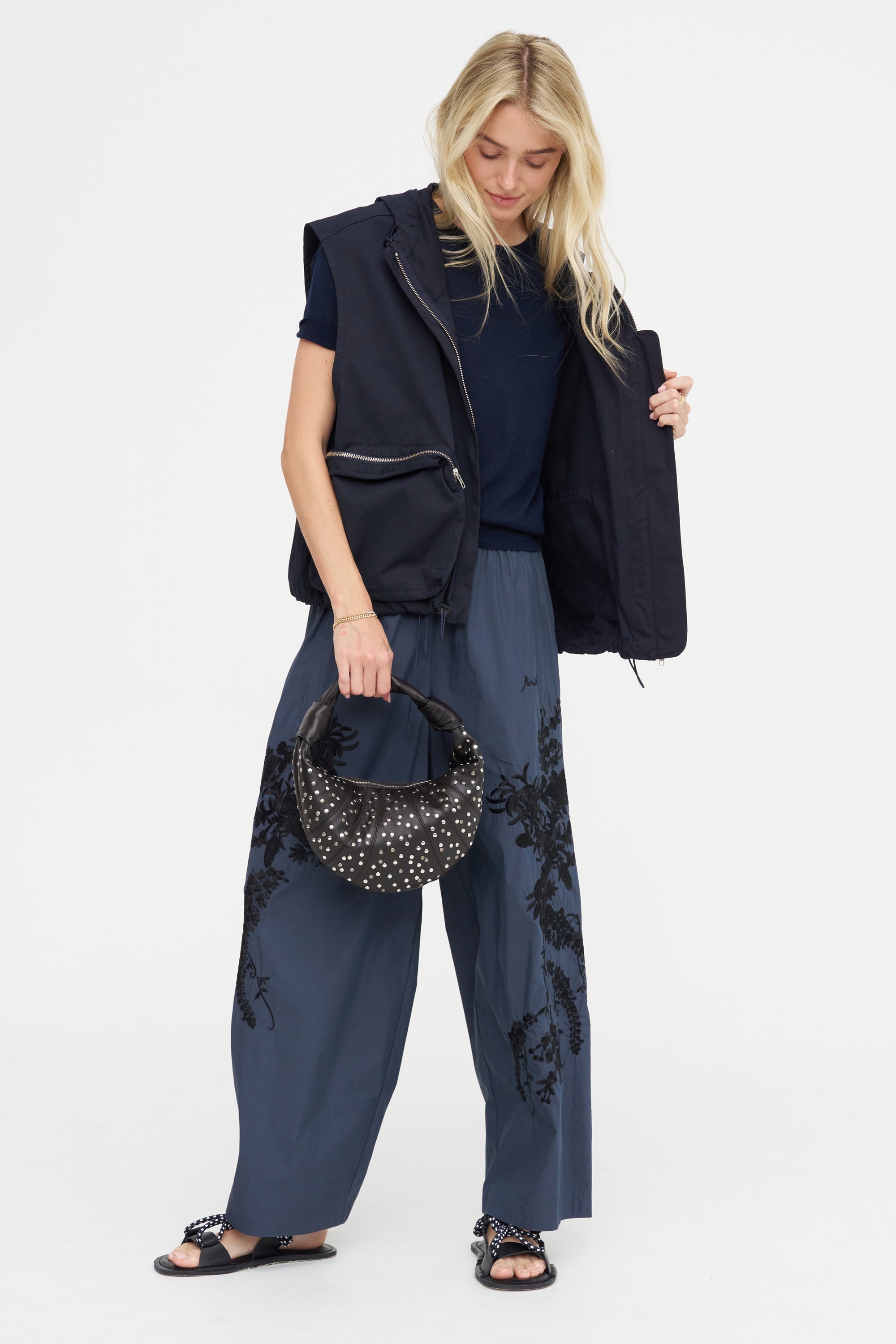 Embroidered Trouser, Blue