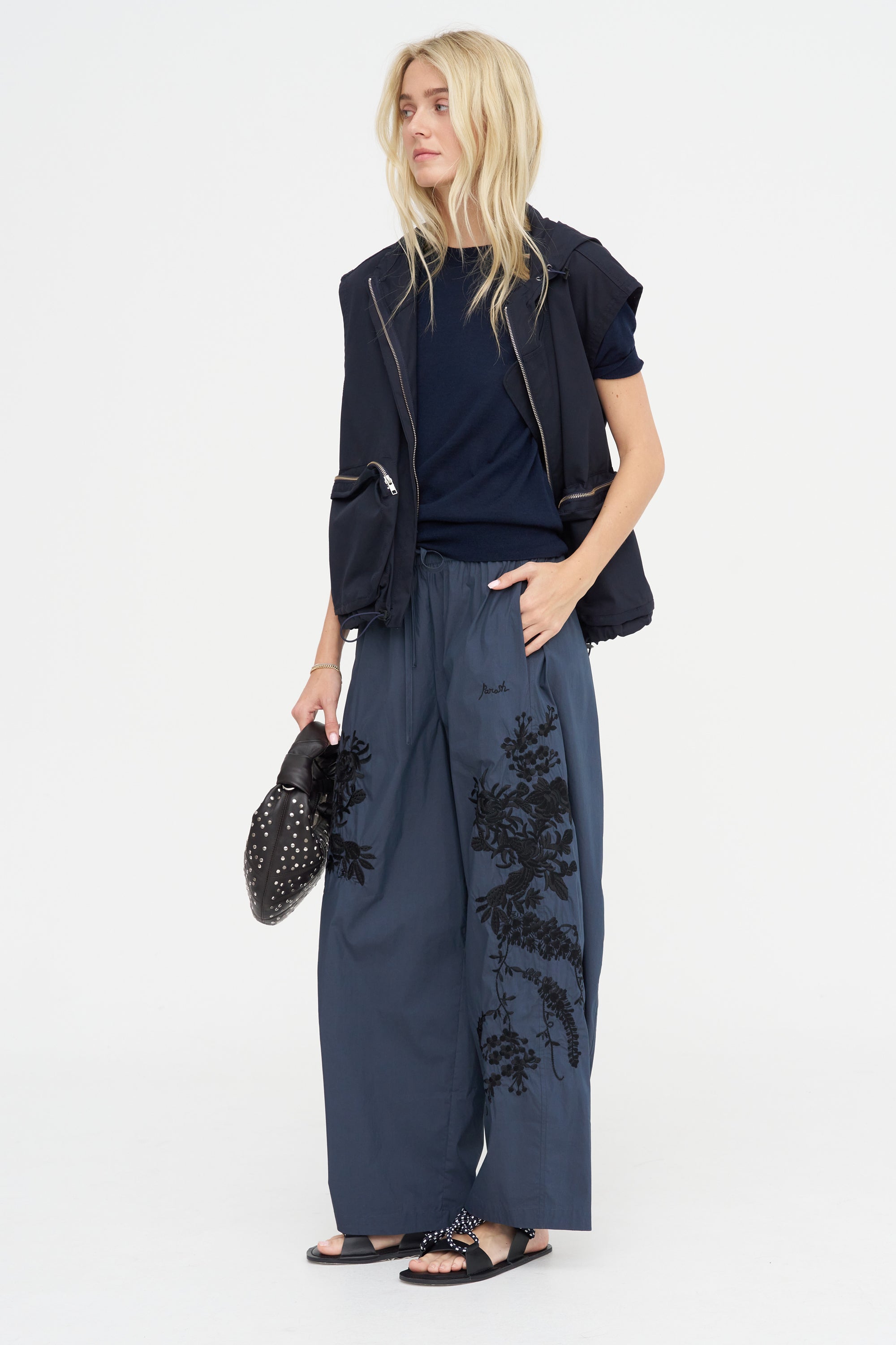 Embroidered Trouser, Blue