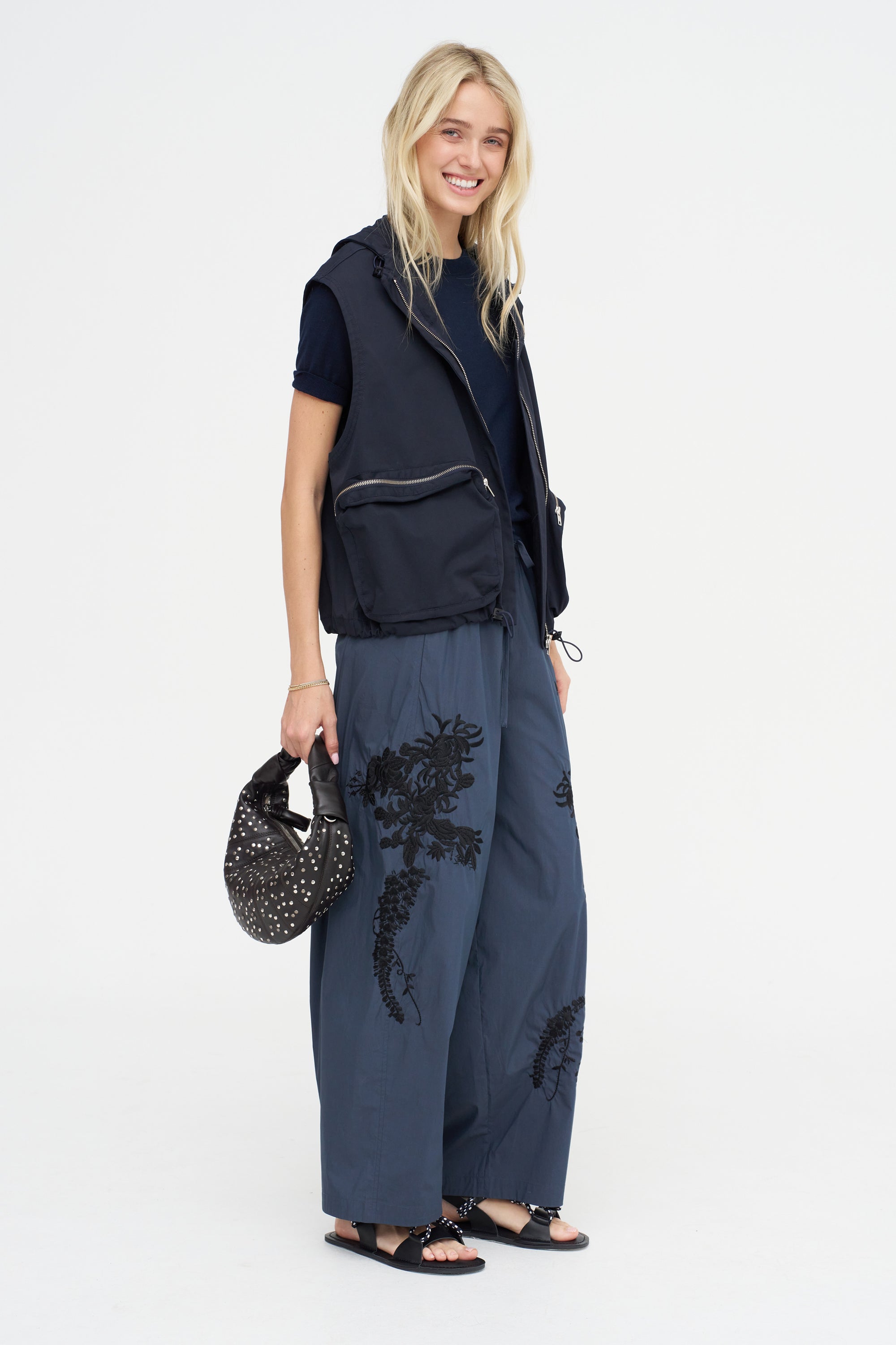Embroidered Trouser, Blue
