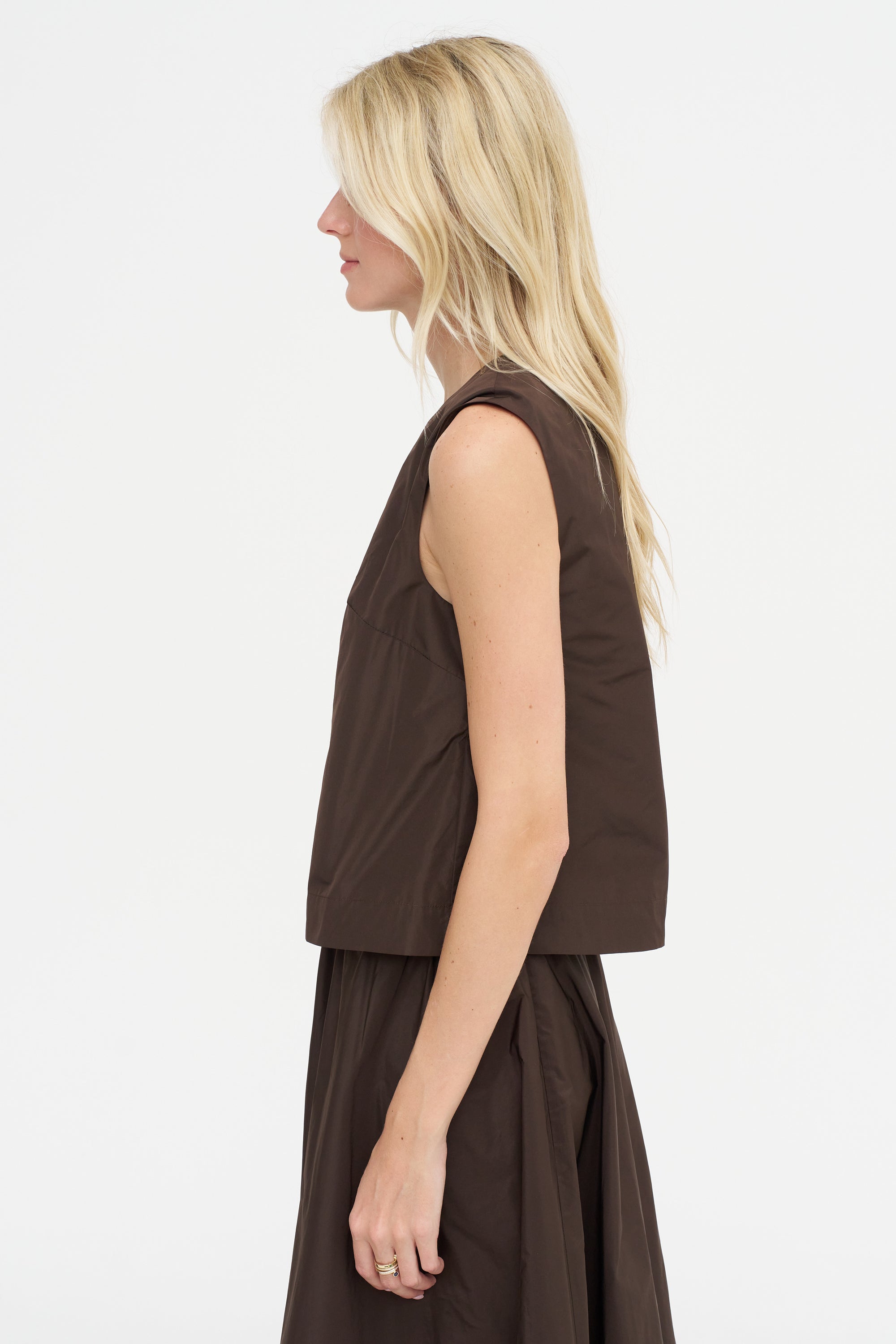 Cropped Blouse, Marrone