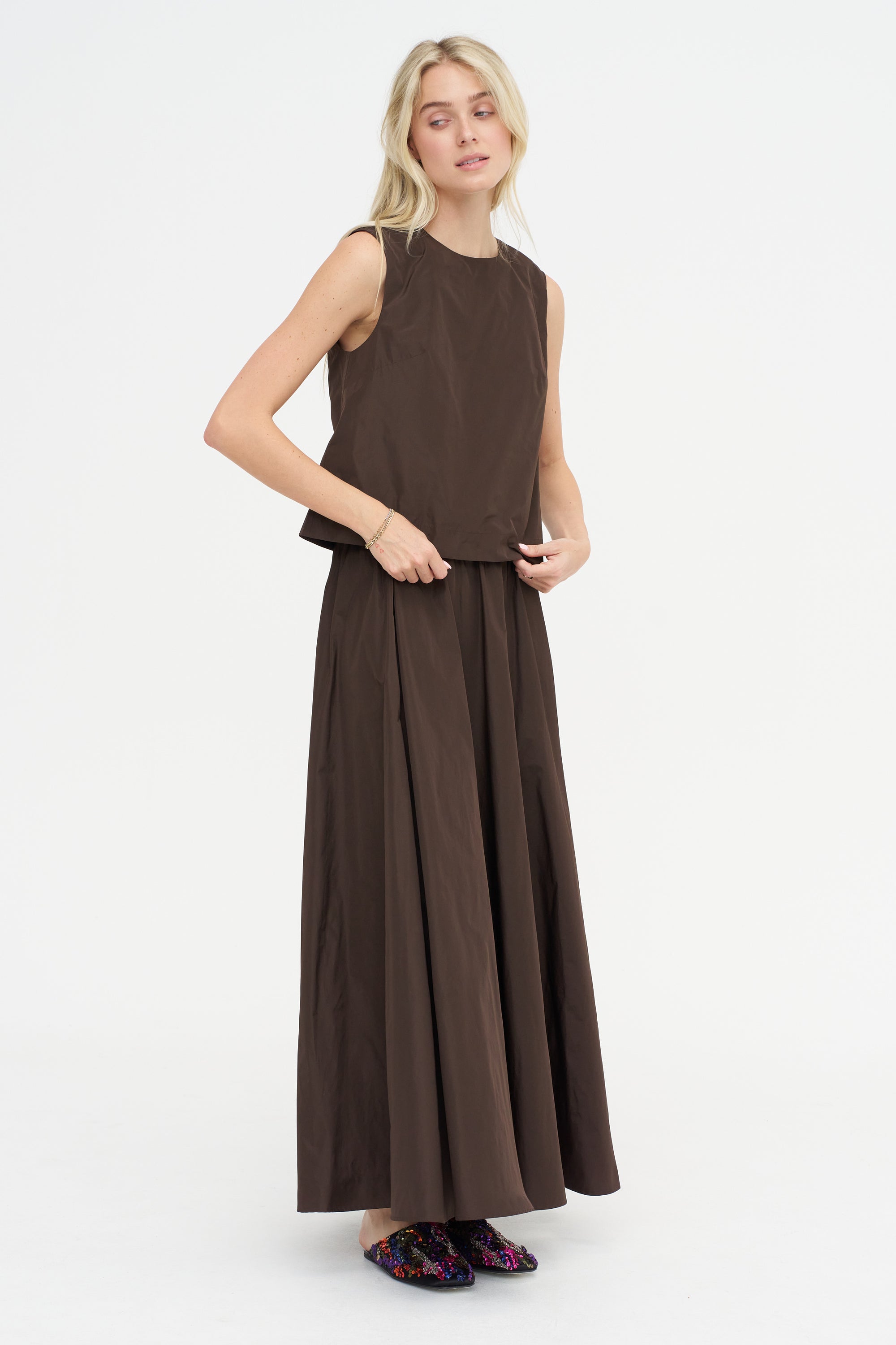 Cropped Blouse, Marrone