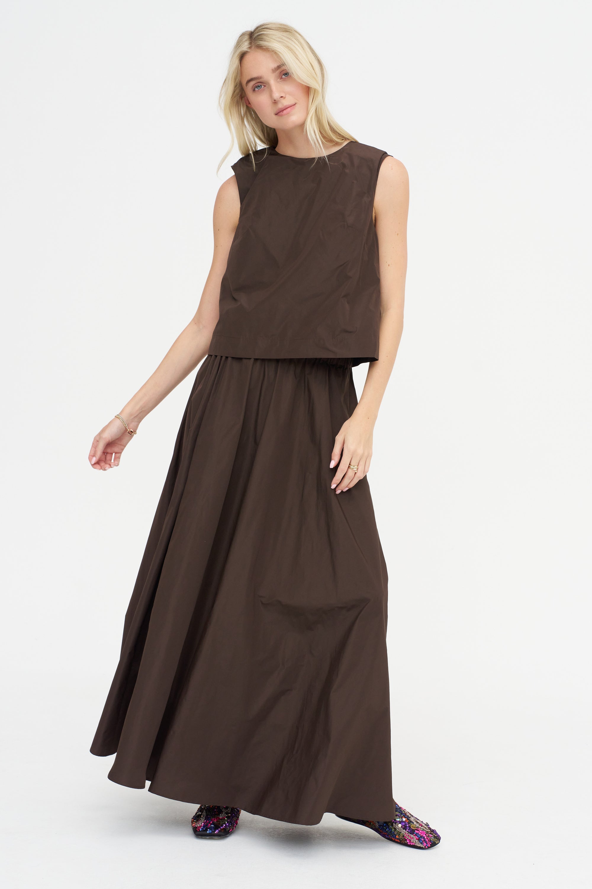 Cropped Blouse, Marrone