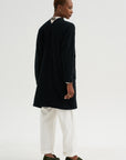 Cloud Jersey - Cotton French Terry Long Cardigan, Black