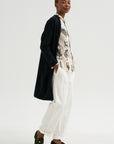 Cloud Jersey - Cotton French Terry Long Cardigan, Black