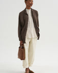Airy Merino Wool Cardigan, Brown