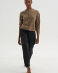 Fine Wool Crewneck Cardigan, Brown